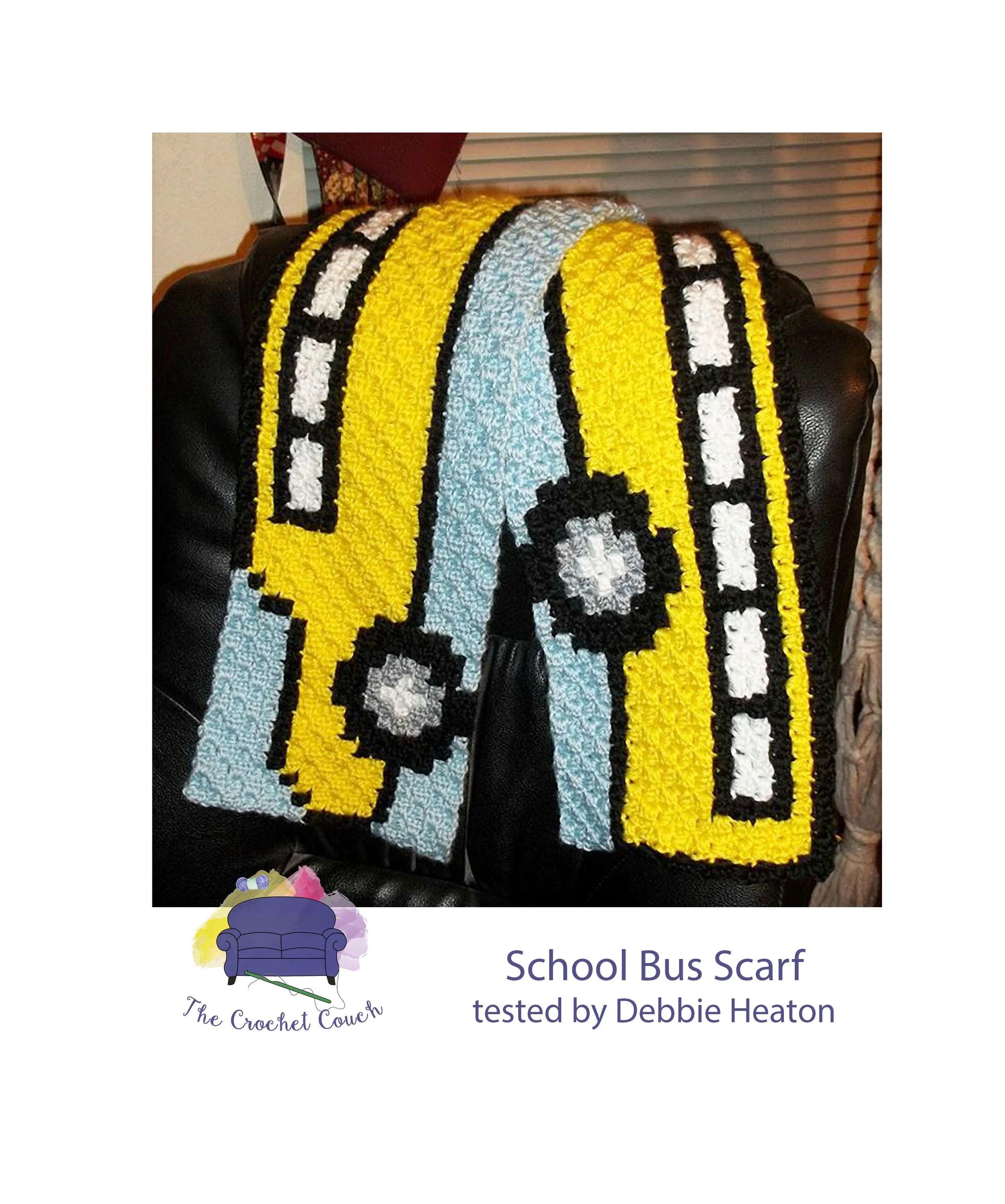 School Bus Scarf, C2C Crochet Pattern