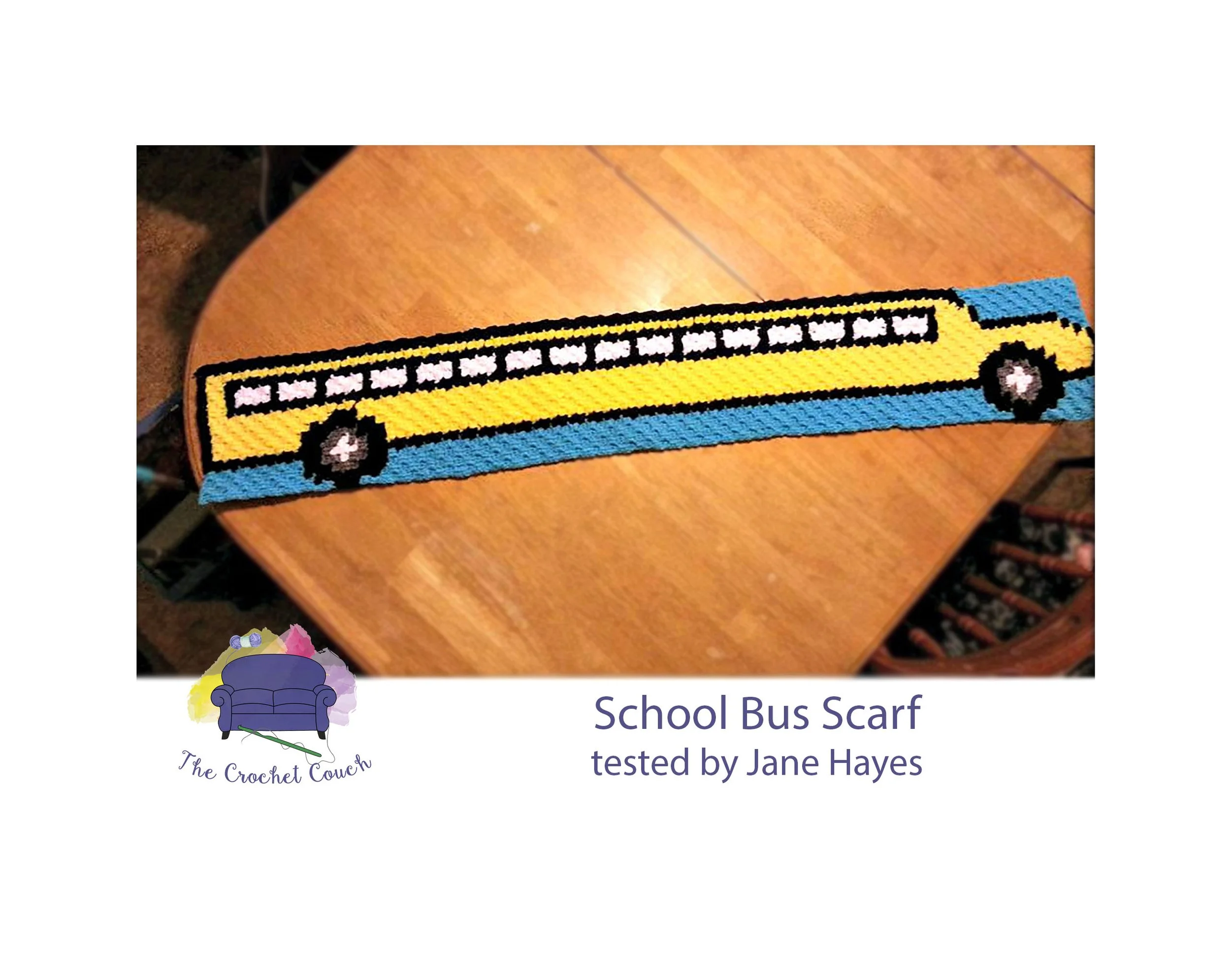 School Bus Scarf, C2C Crochet Pattern