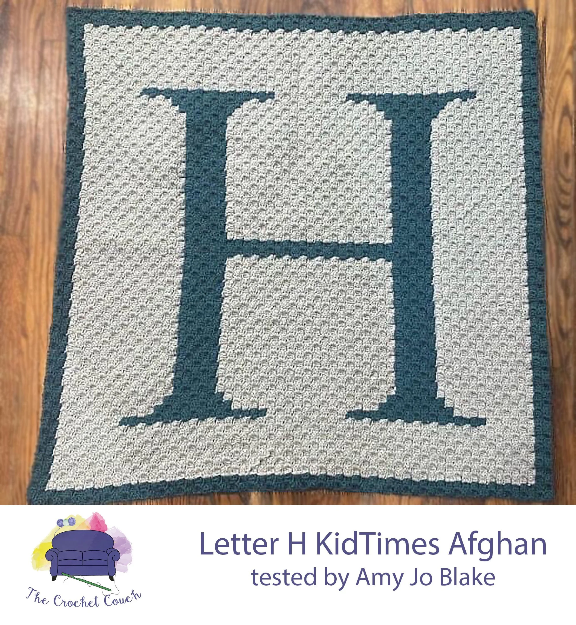 Letter H KidTimes Afghan, C2C Crochet Pattern
