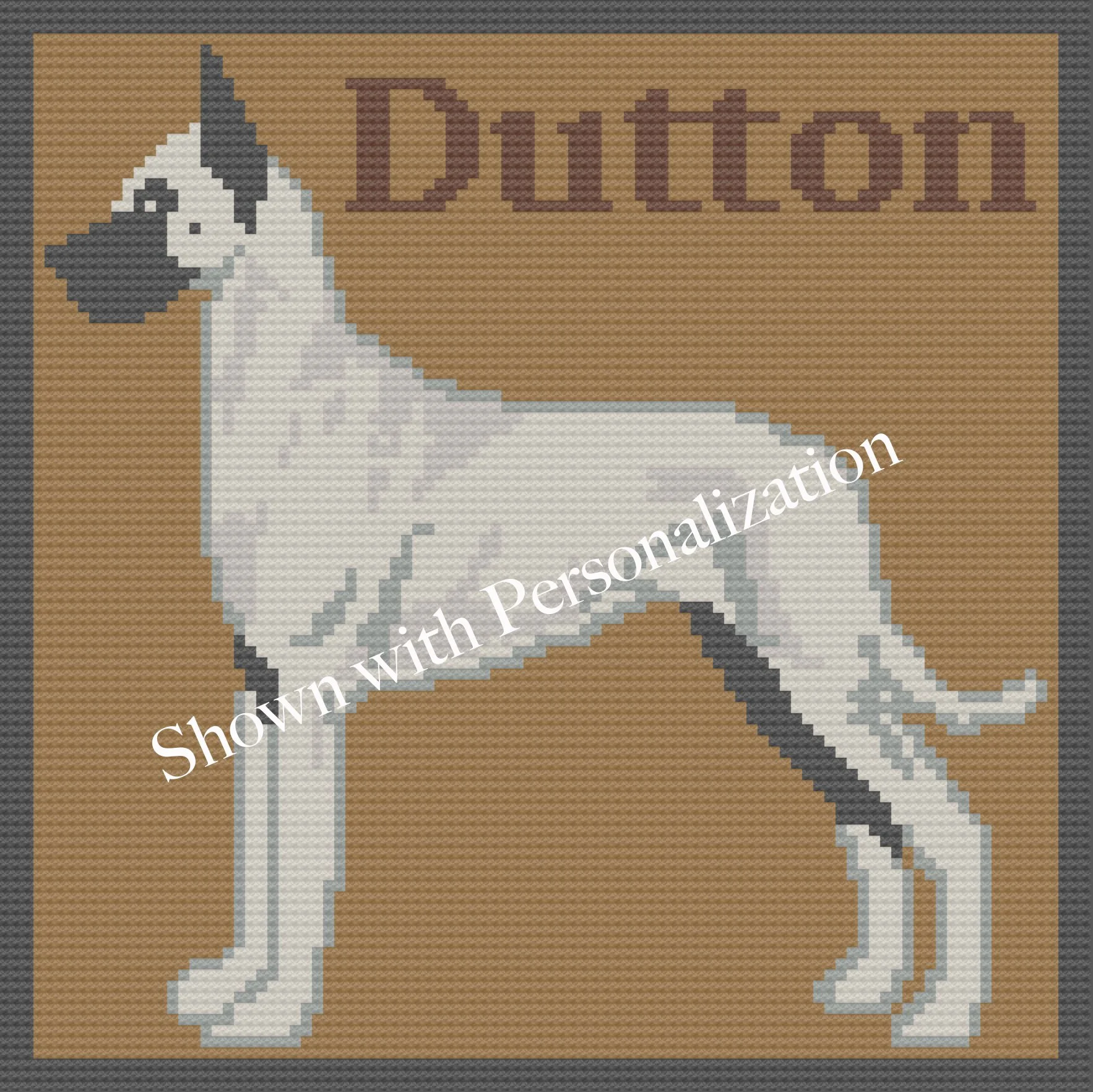 Great Dane Afghan, Whole Body, C2C Crochet Pattern