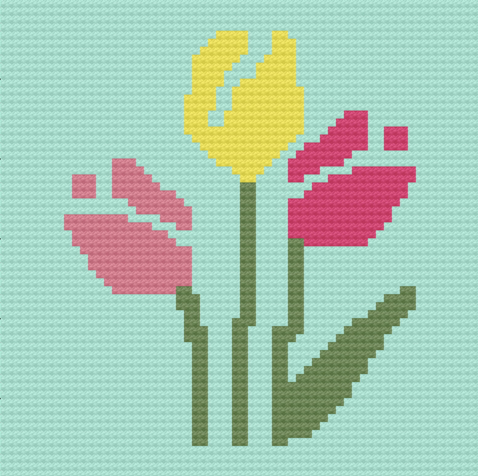 Tulip Pixels Small Afghan, C2C Crochet Pattern