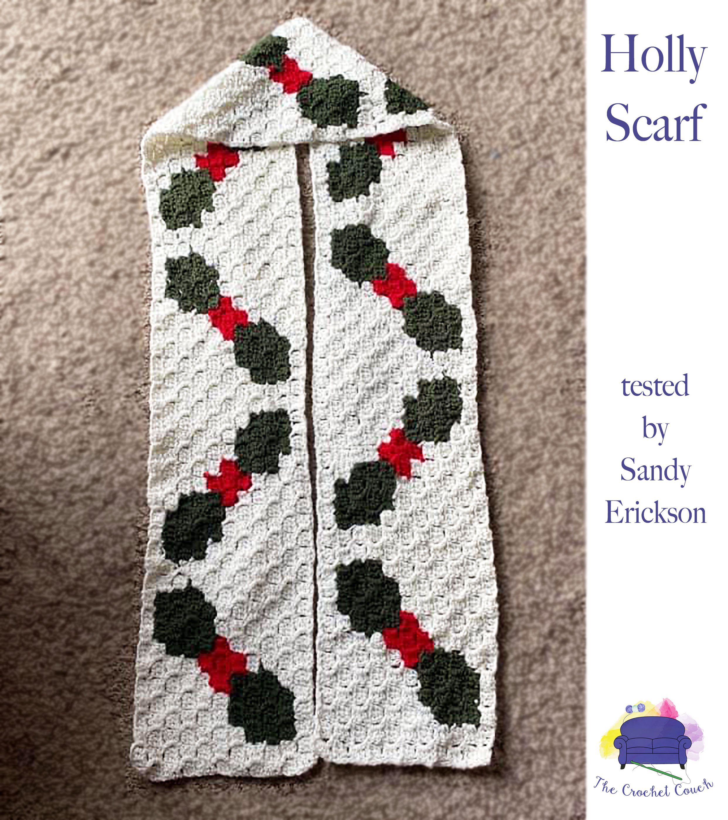 Holly Scarf, C2C Crochet Pattern