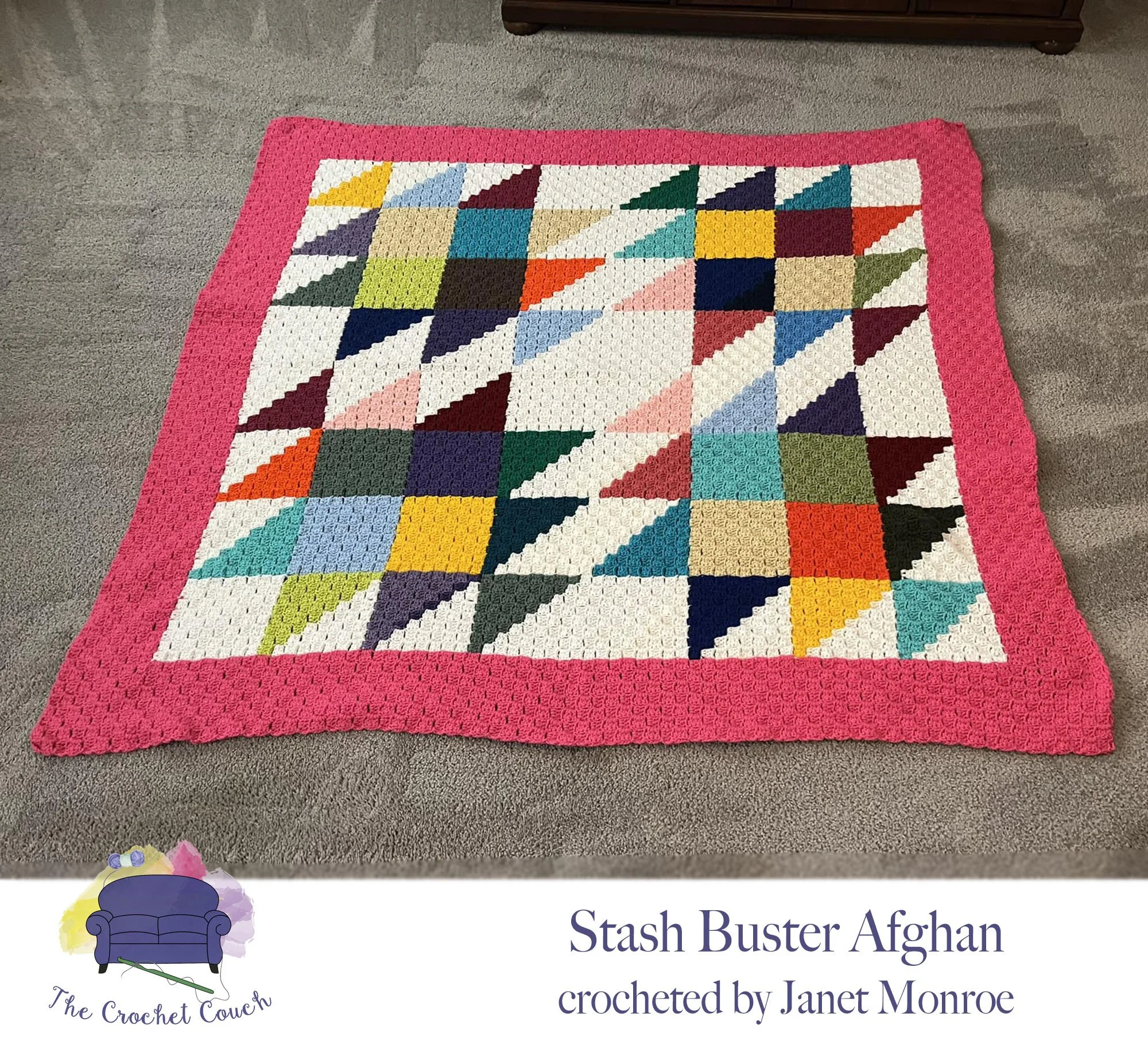 Stash Buster Quilt Afghan, C2C Crochet Pattern