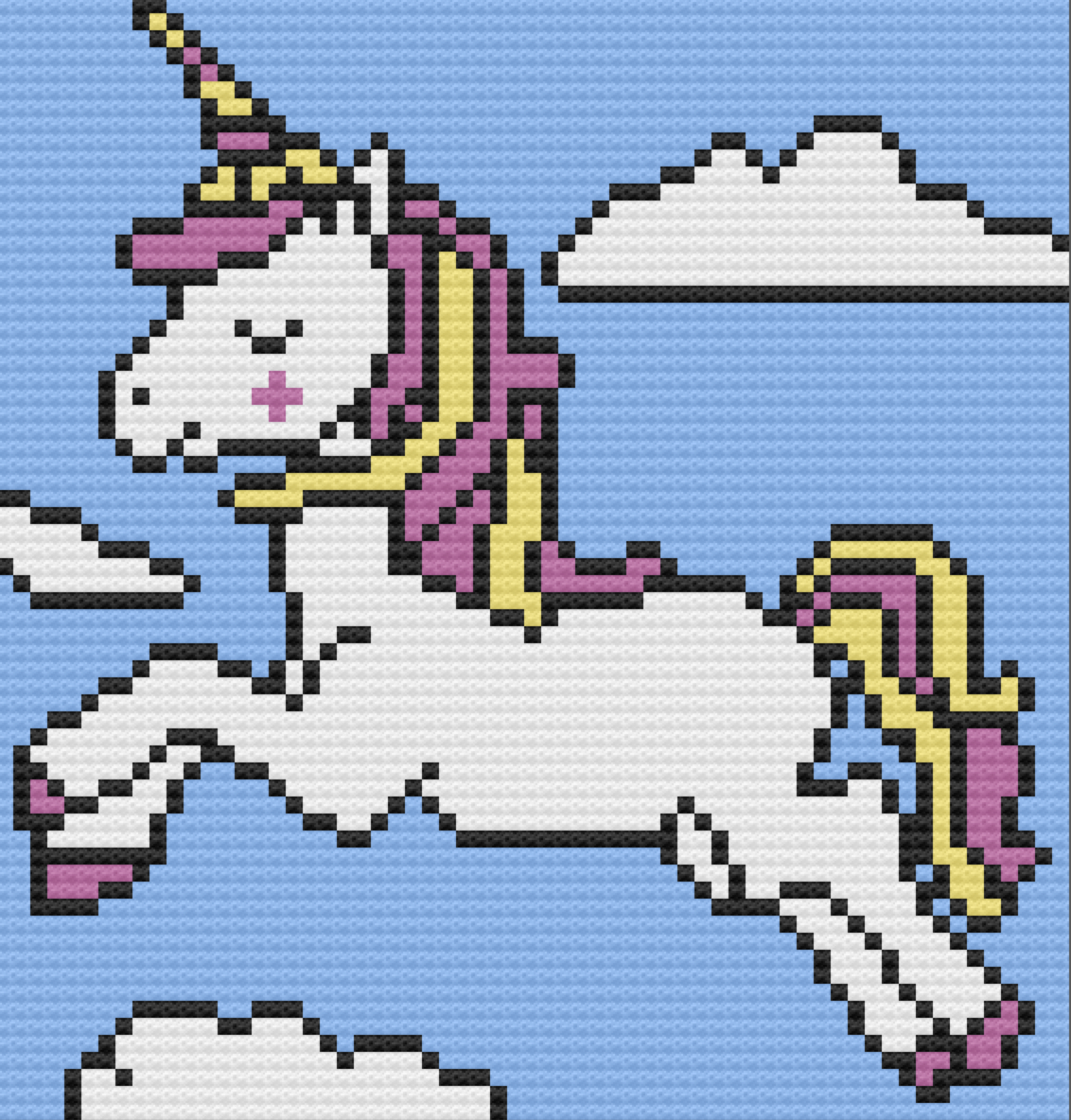 Unicorn in Sky Afghan, C2C Crochet Pattern