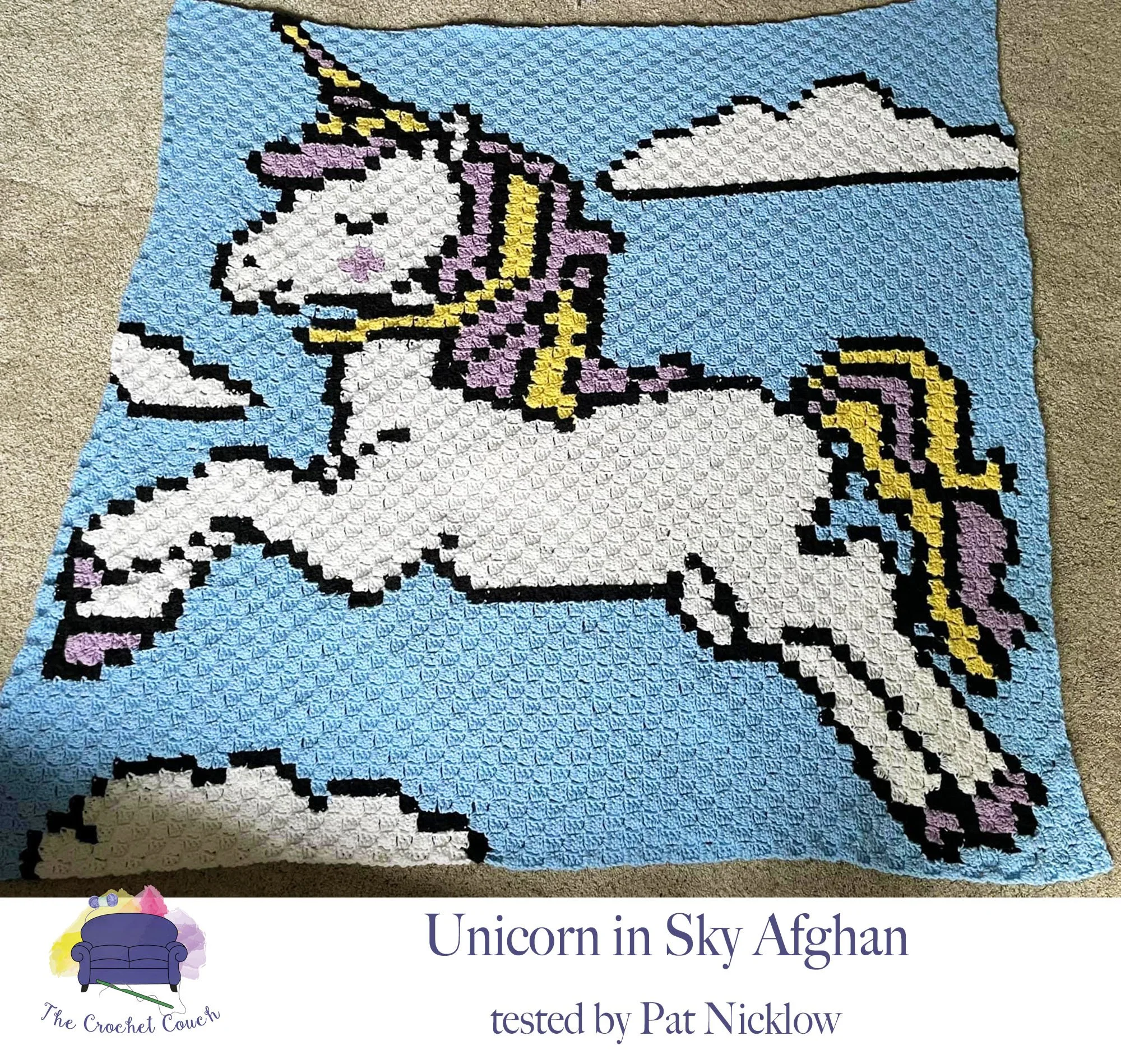 Unicorn in Sky Afghan, C2C Crochet Pattern