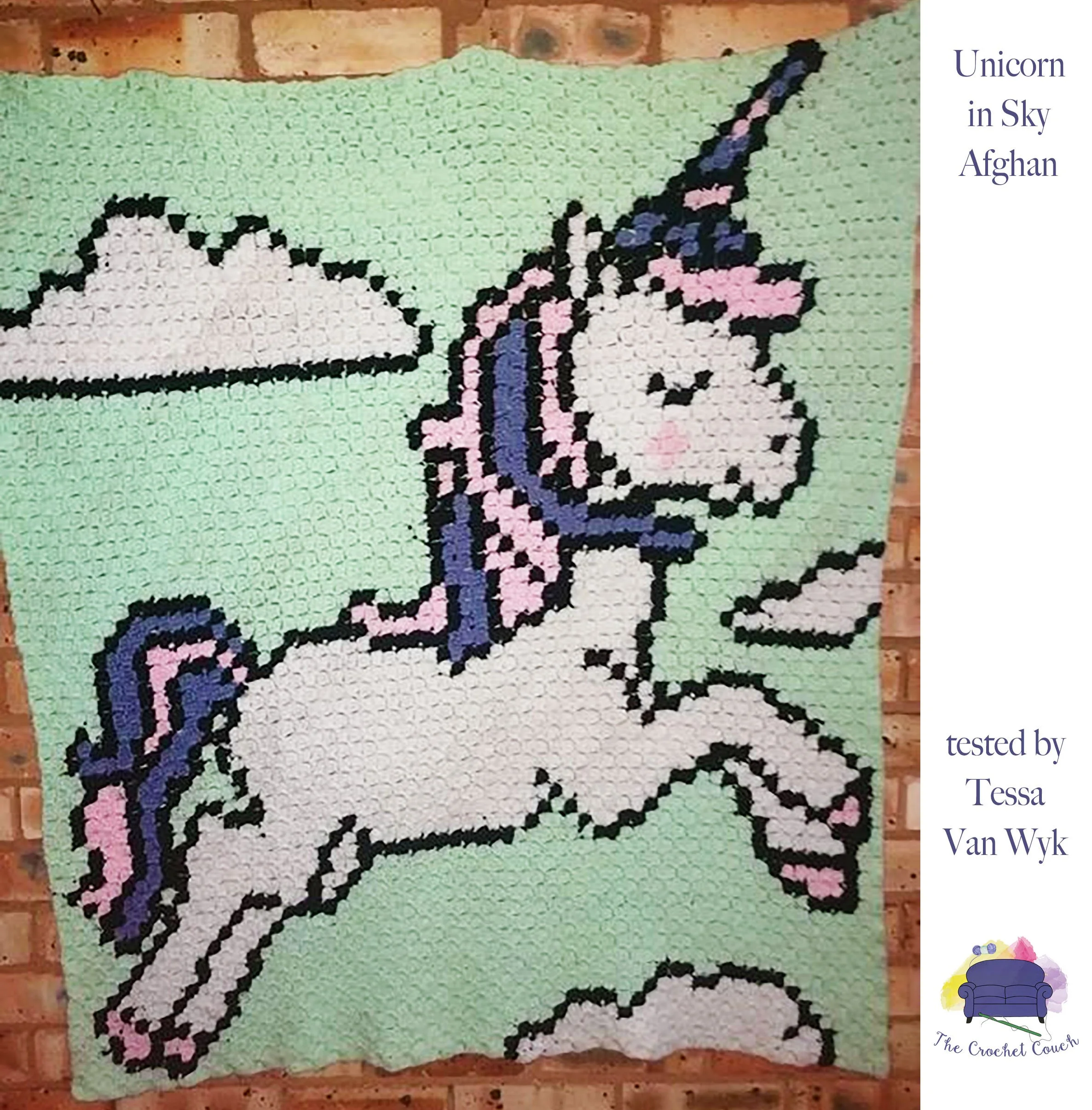 Unicorn in Sky Afghan, C2C Crochet Pattern