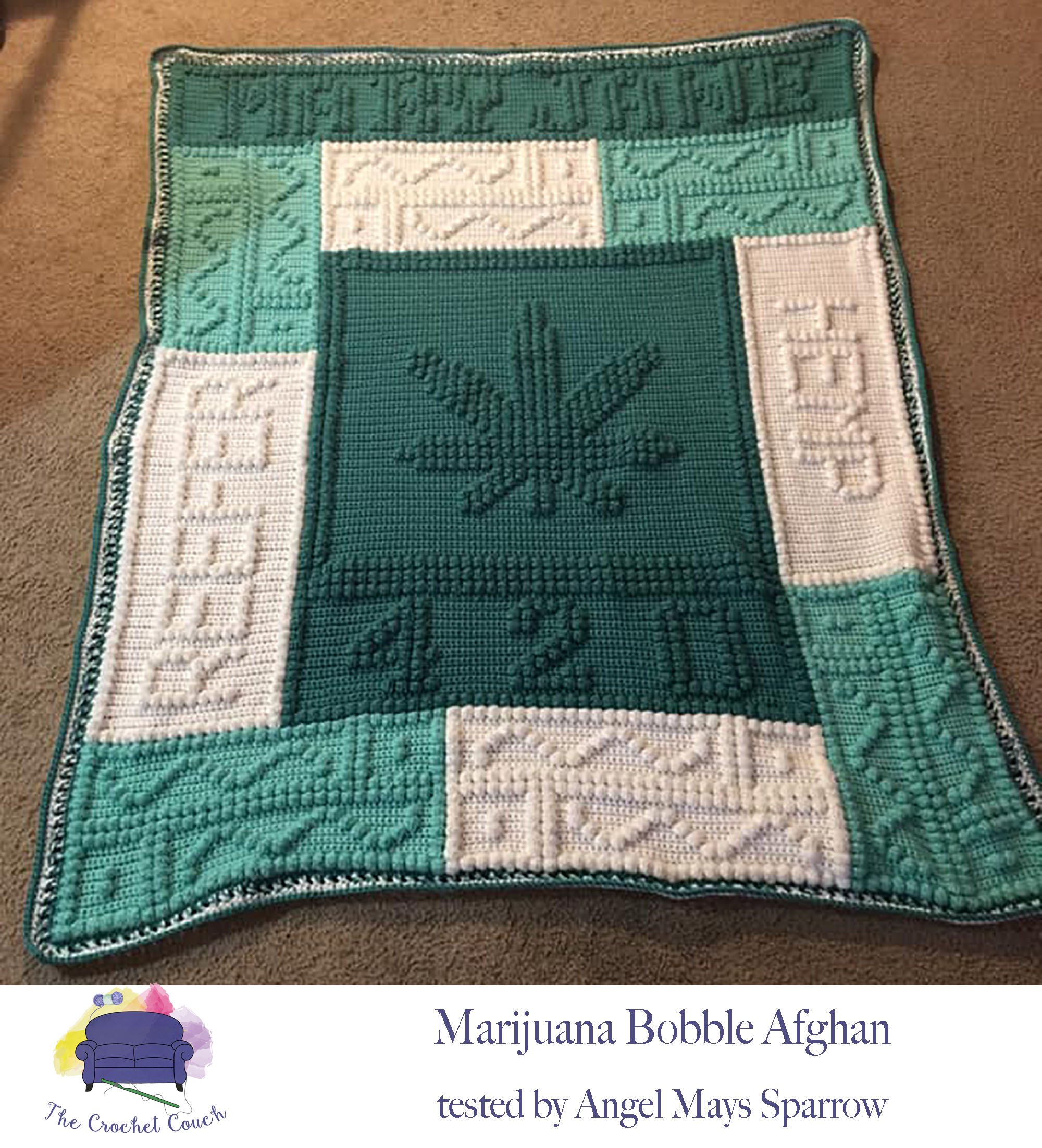 Marijuana Afghan, Bobble Stitch Crochet Pattern