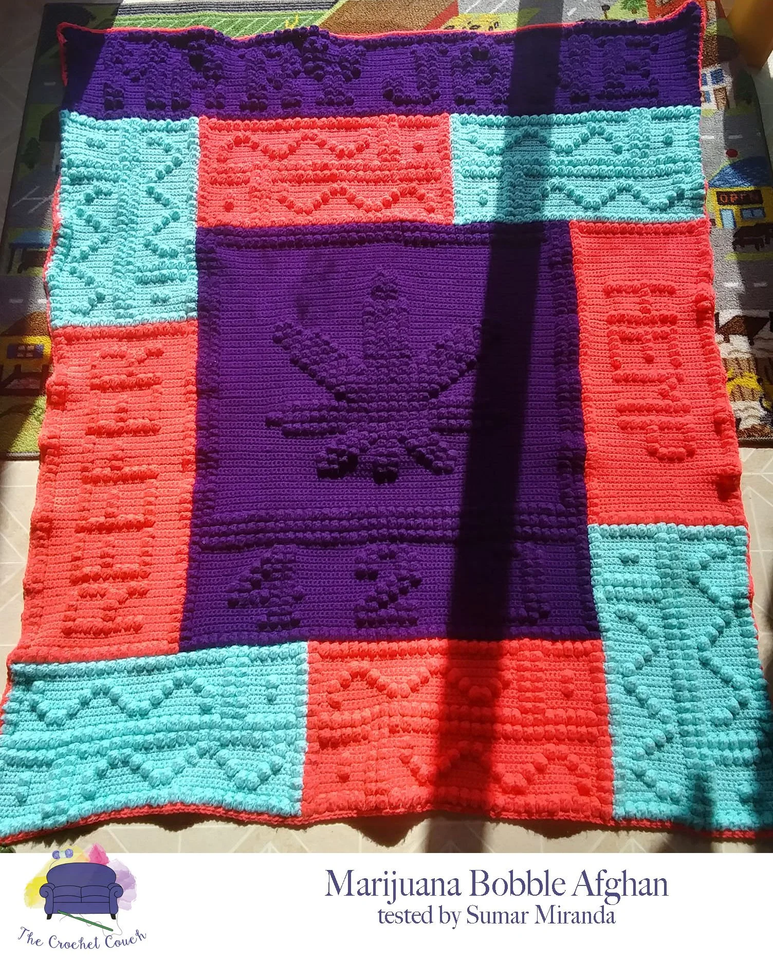 Marijuana Afghan, Bobble Stitch Crochet Pattern