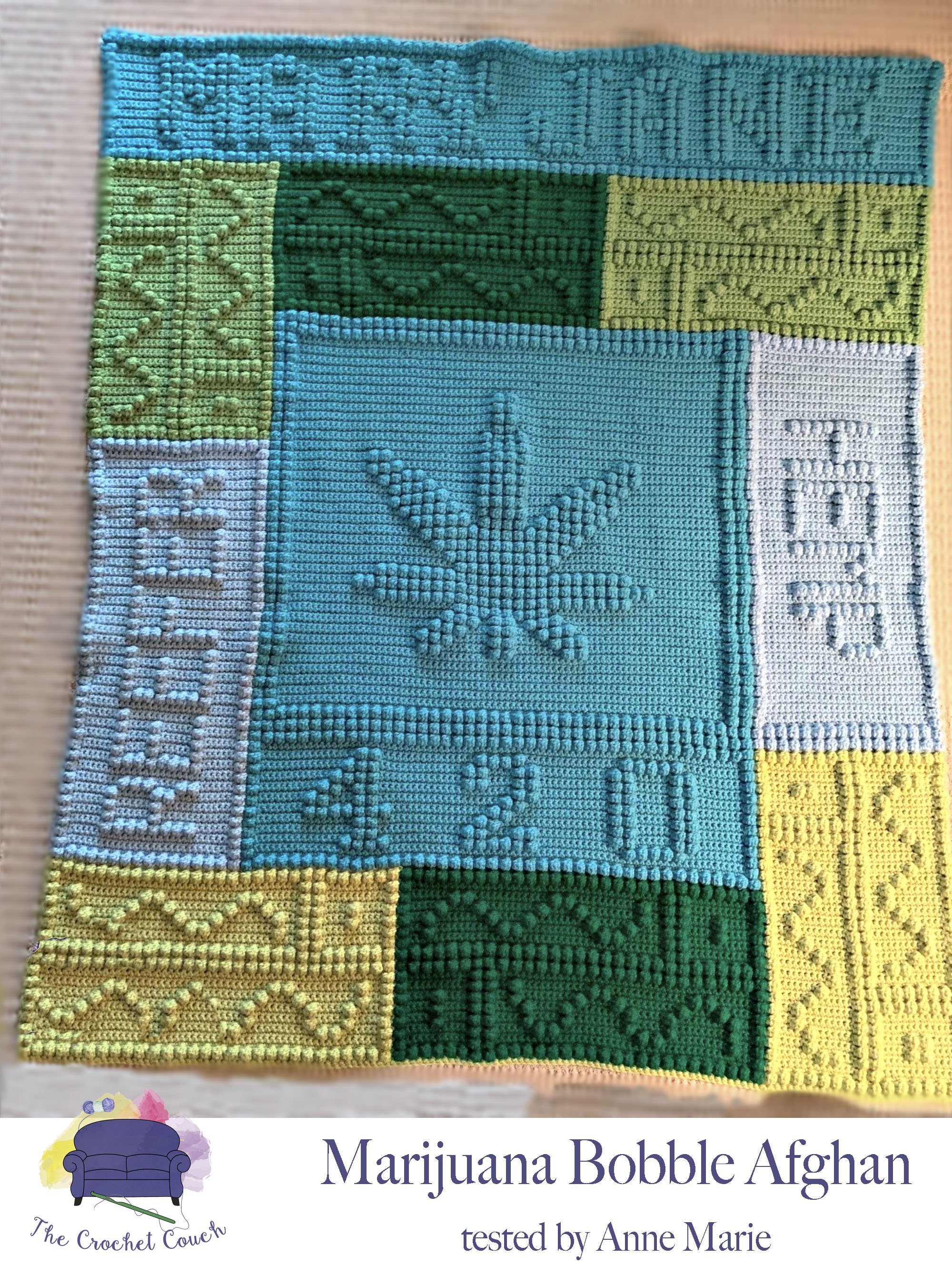 Marijuana Afghan, Bobble Stitch Crochet Pattern