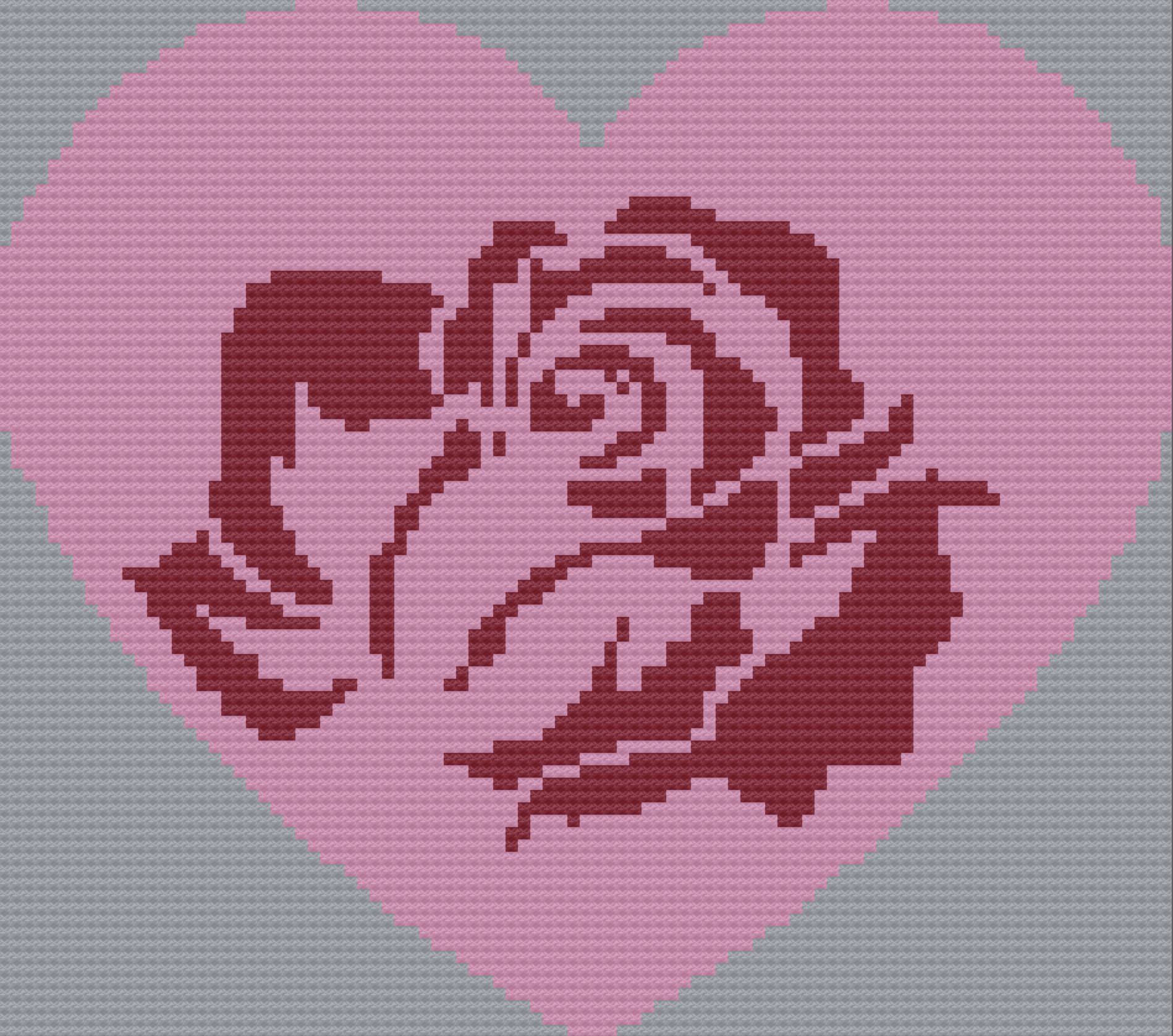 Rose in a Heart Afghan, C2C Crochet Pattern