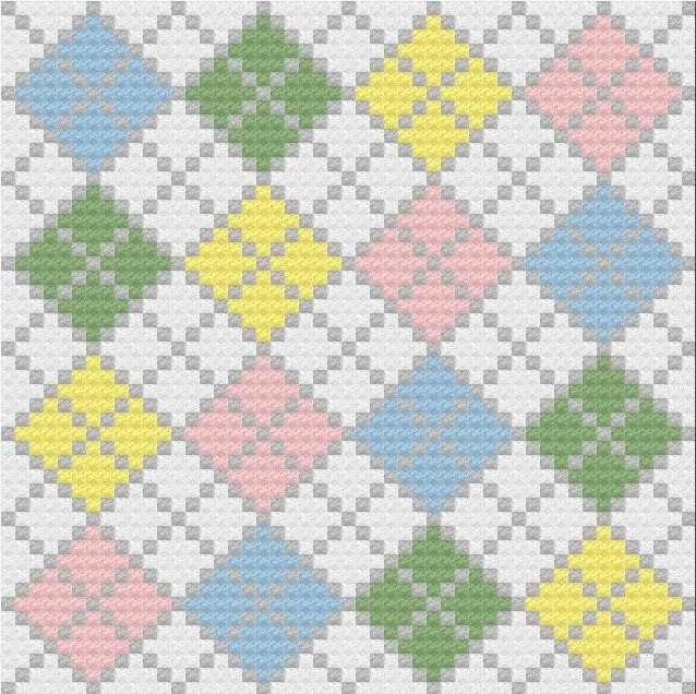 Argyle Baby Afghan, 6 Colors, C2C Crochet Pattern