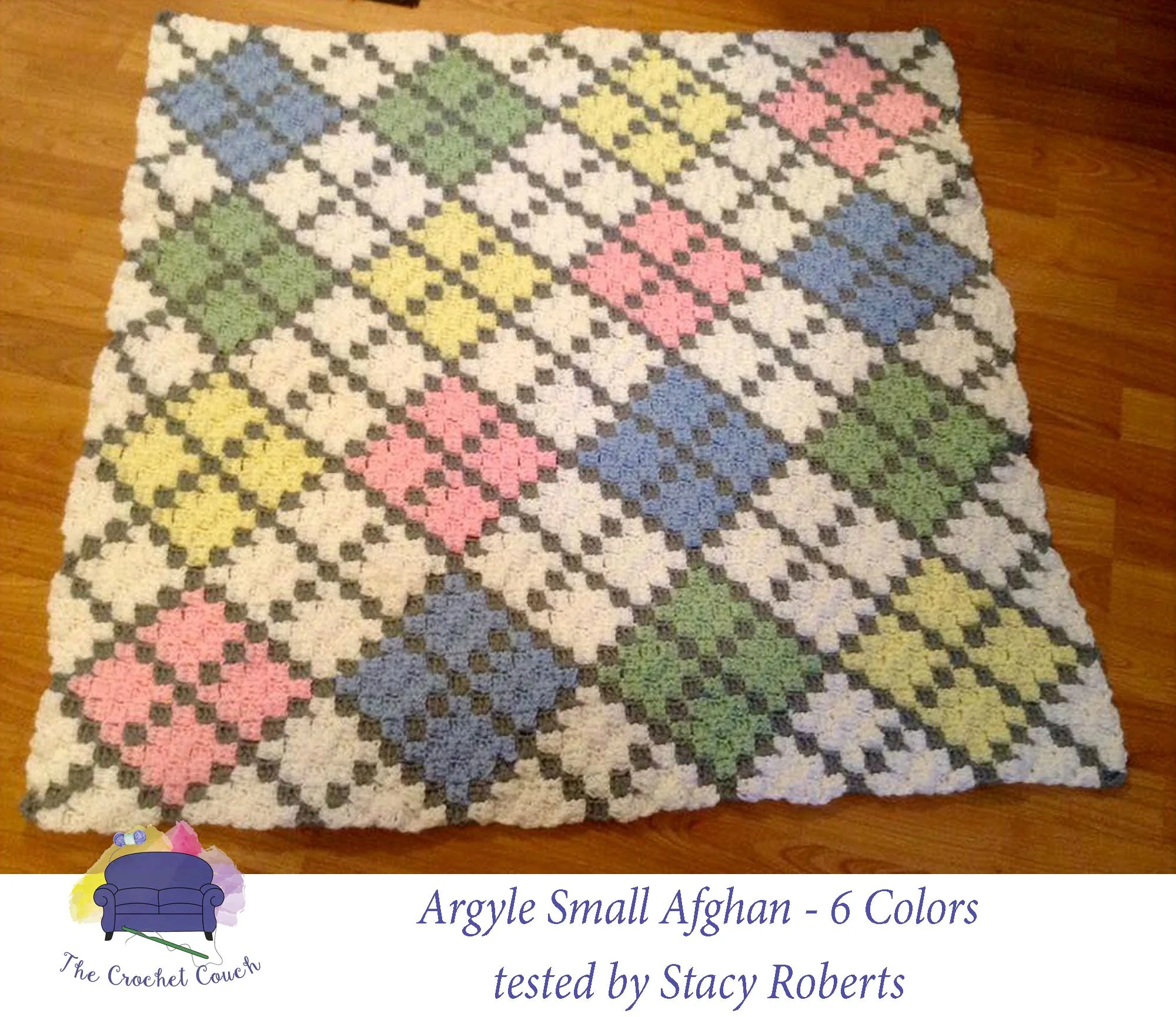 Argyle Baby Afghan, 6 Colors, C2C Crochet Pattern
