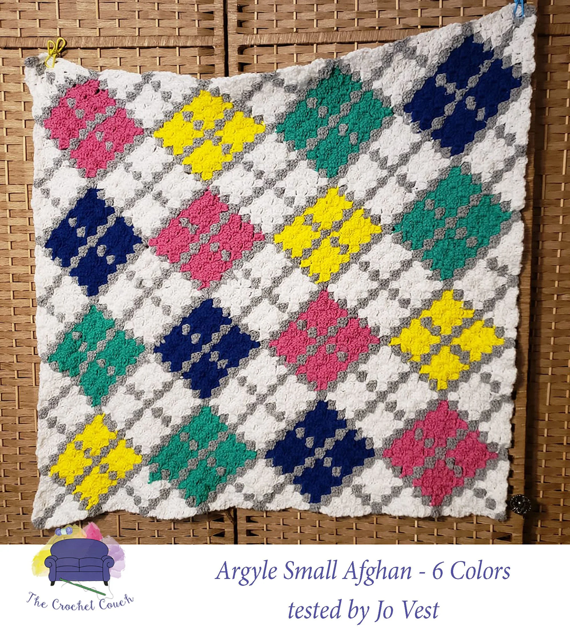 Argyle Baby Afghan, 6 Colors, C2C Crochet Pattern