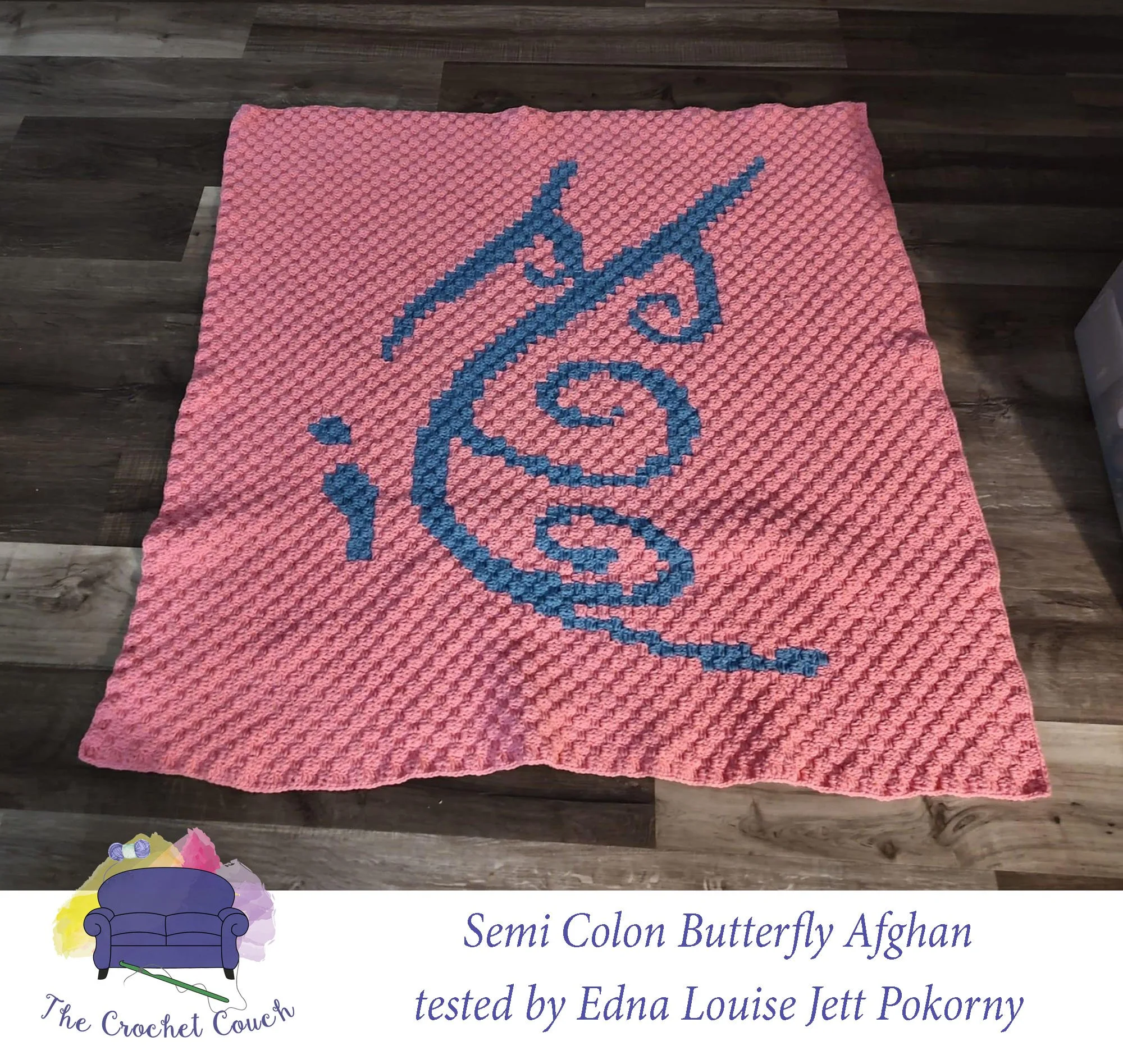 Semicolon Butterfly Afghan, C2C Crochet Pattern