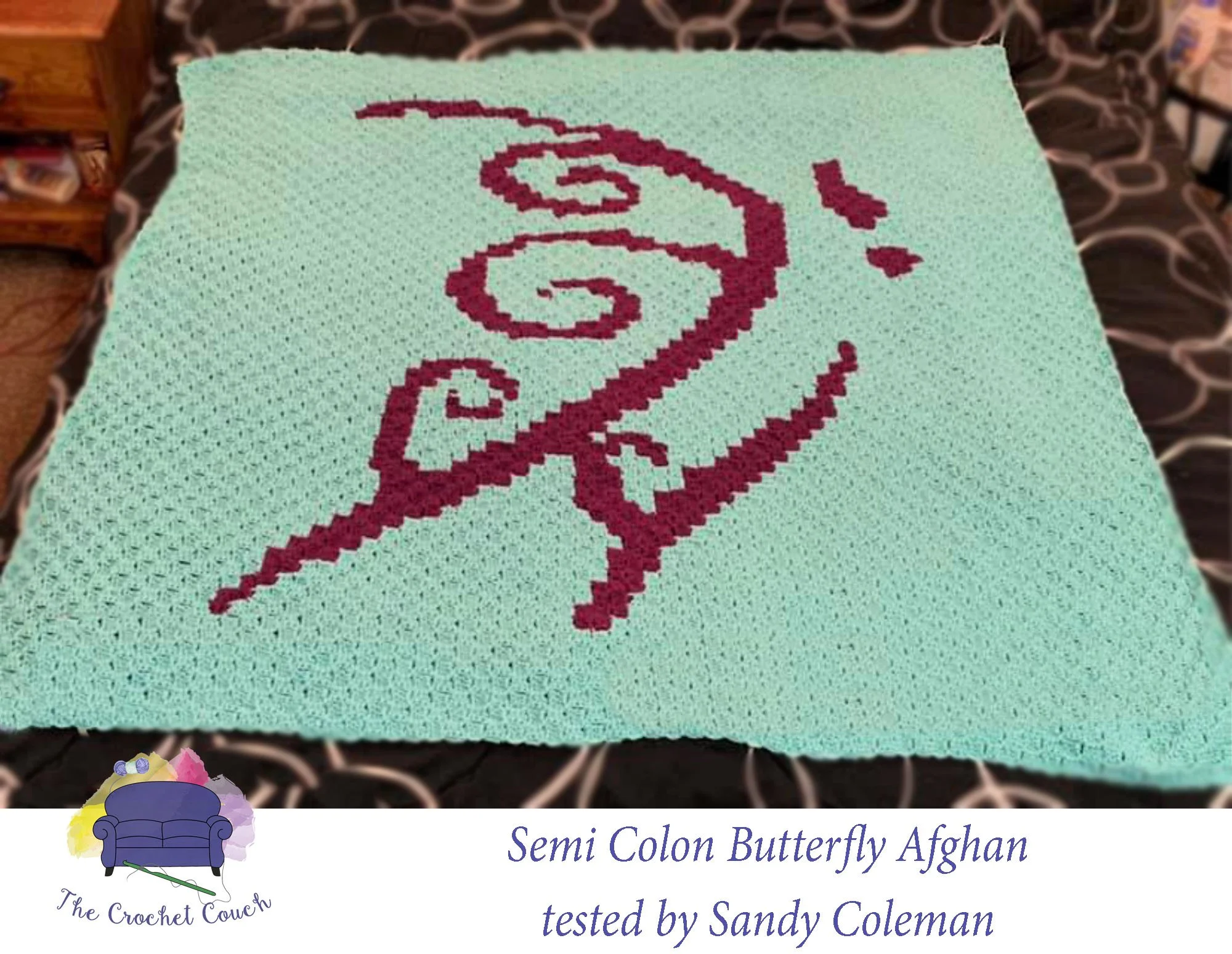 Semicolon Butterfly Afghan, C2C Crochet Pattern