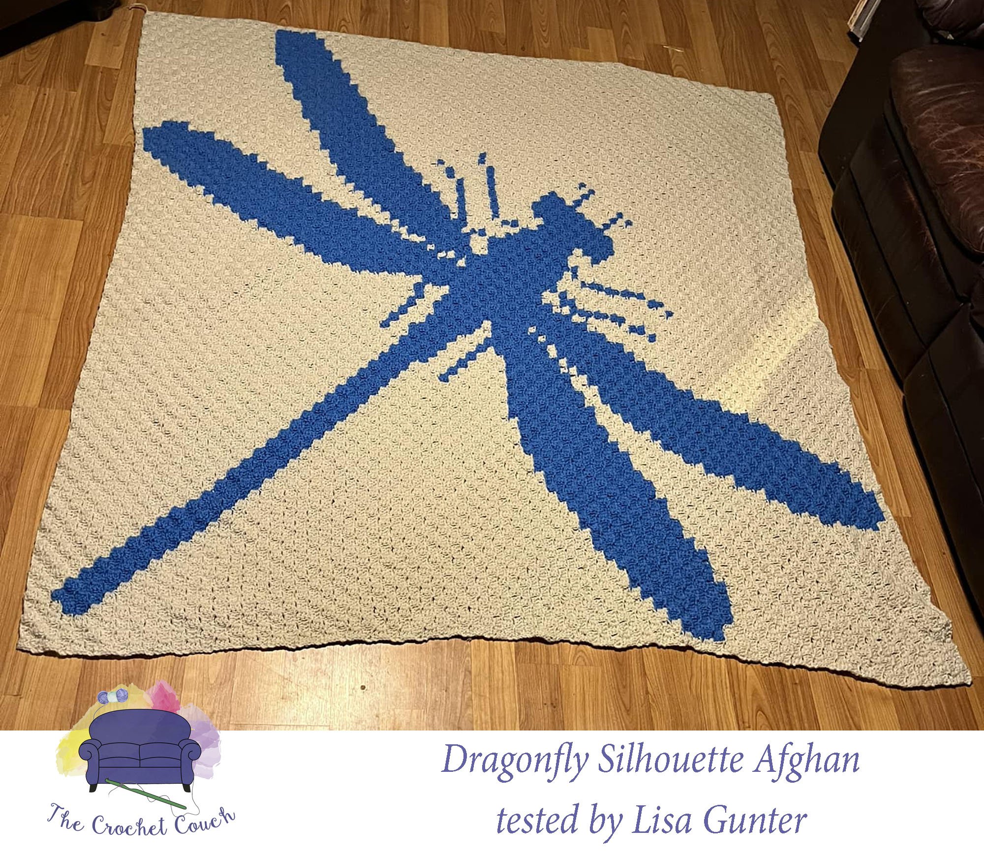 Dragonfly Silhouette Afghan, C2C Crochet Pattern