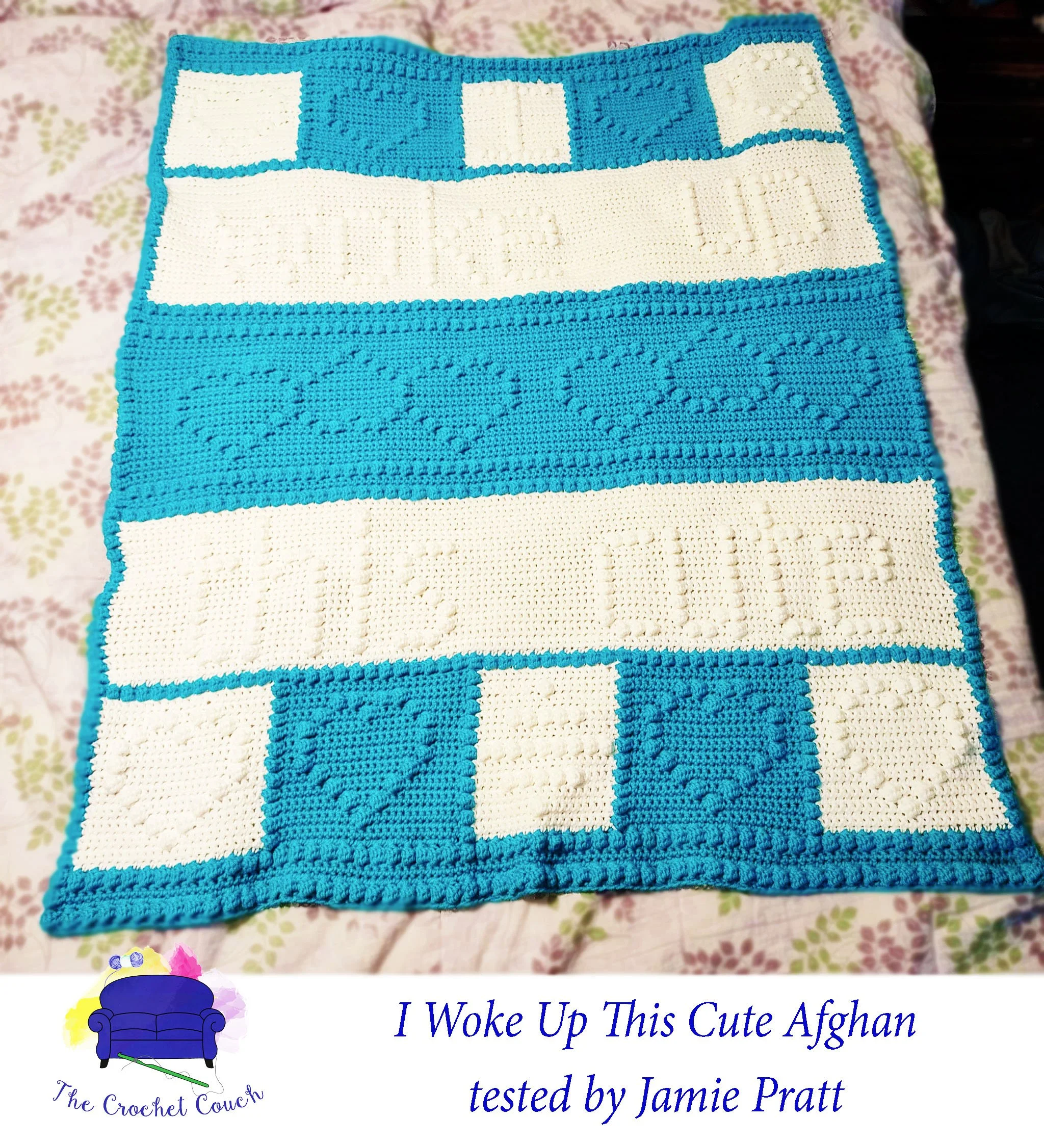 I Woke Up This Cute Afghan, Bobble Stitch Crochet Pattern