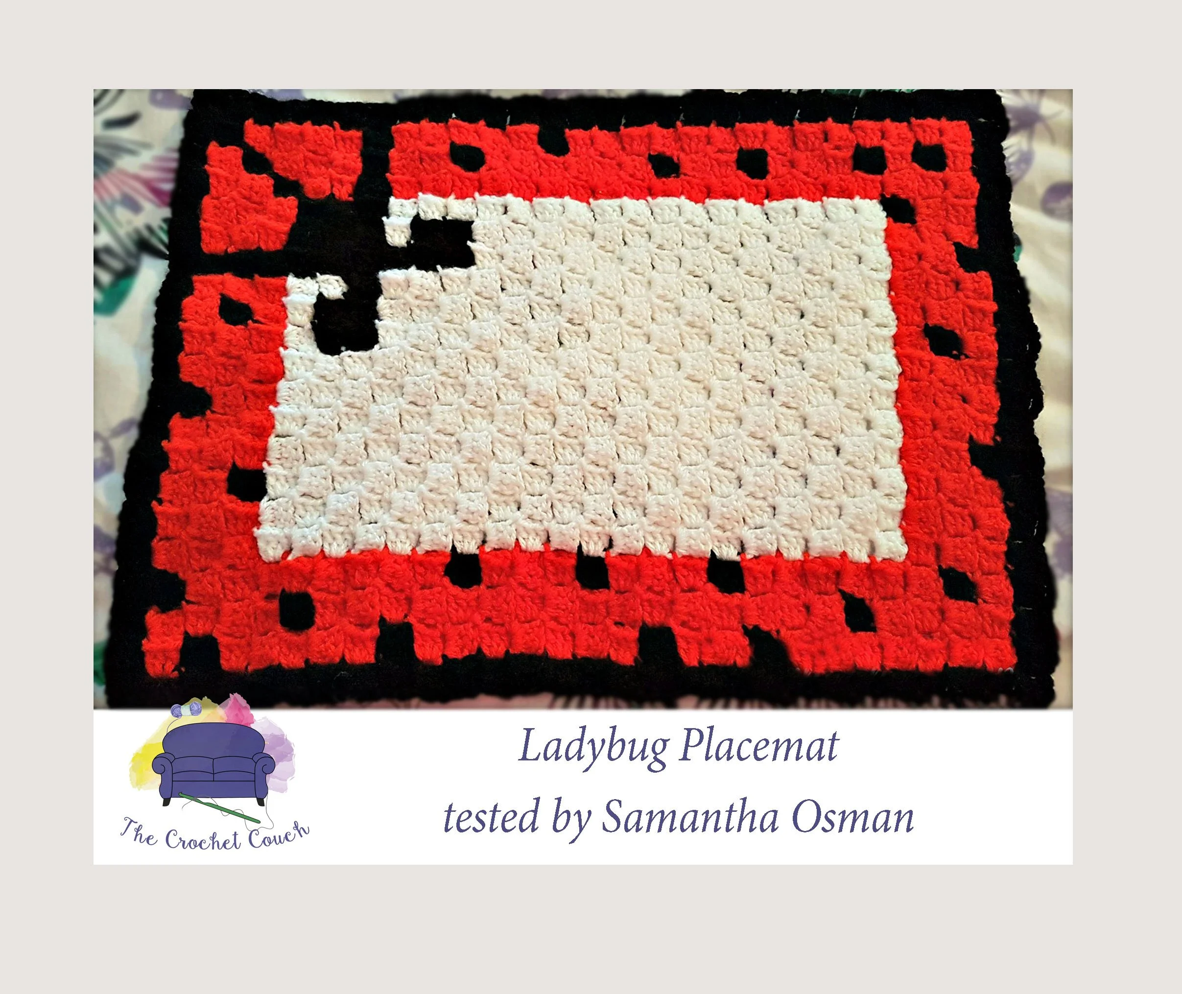 Ladybug Placemat, C2C Crochet Pattern