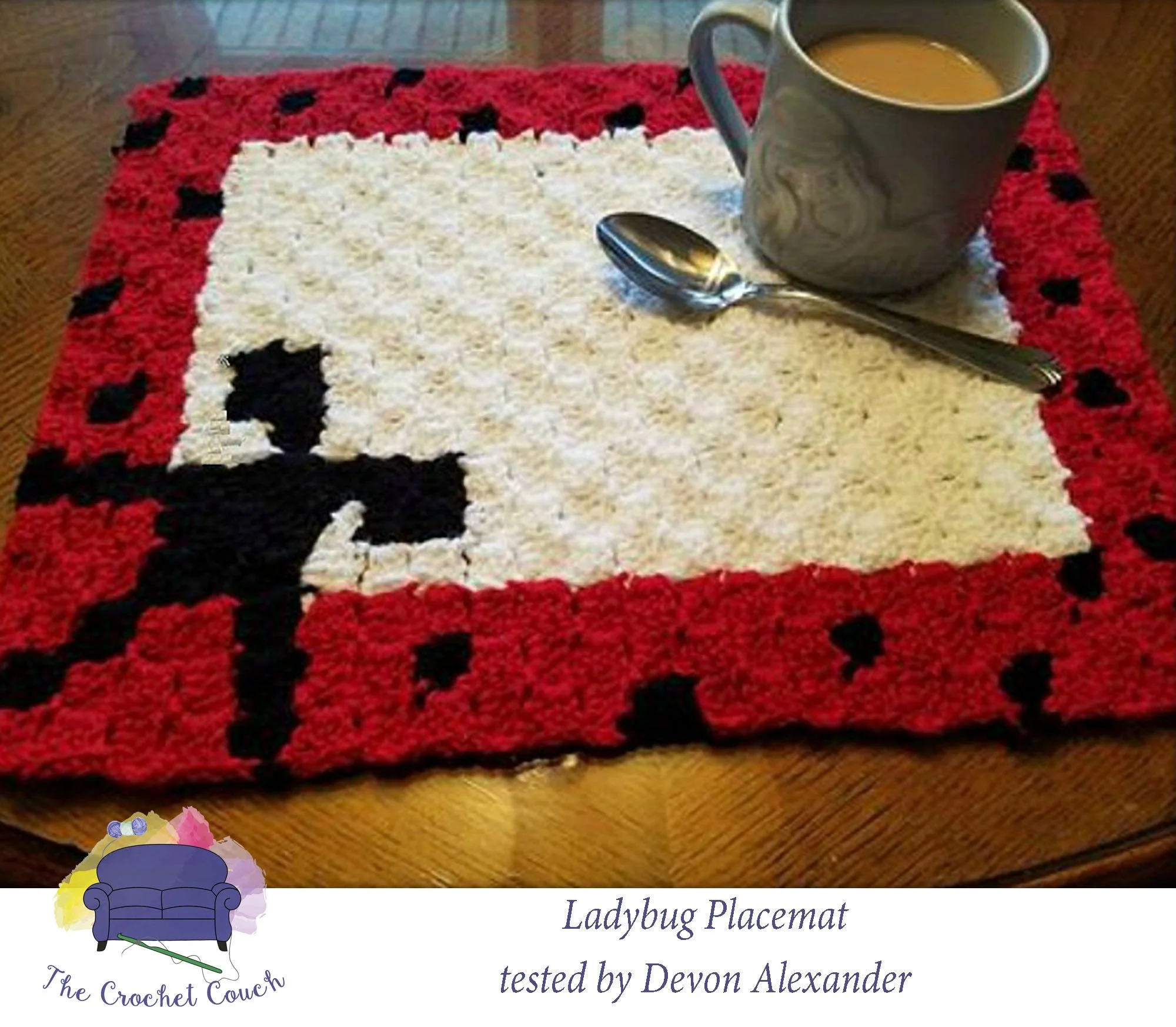 Ladybug Placemat, C2C Crochet Pattern