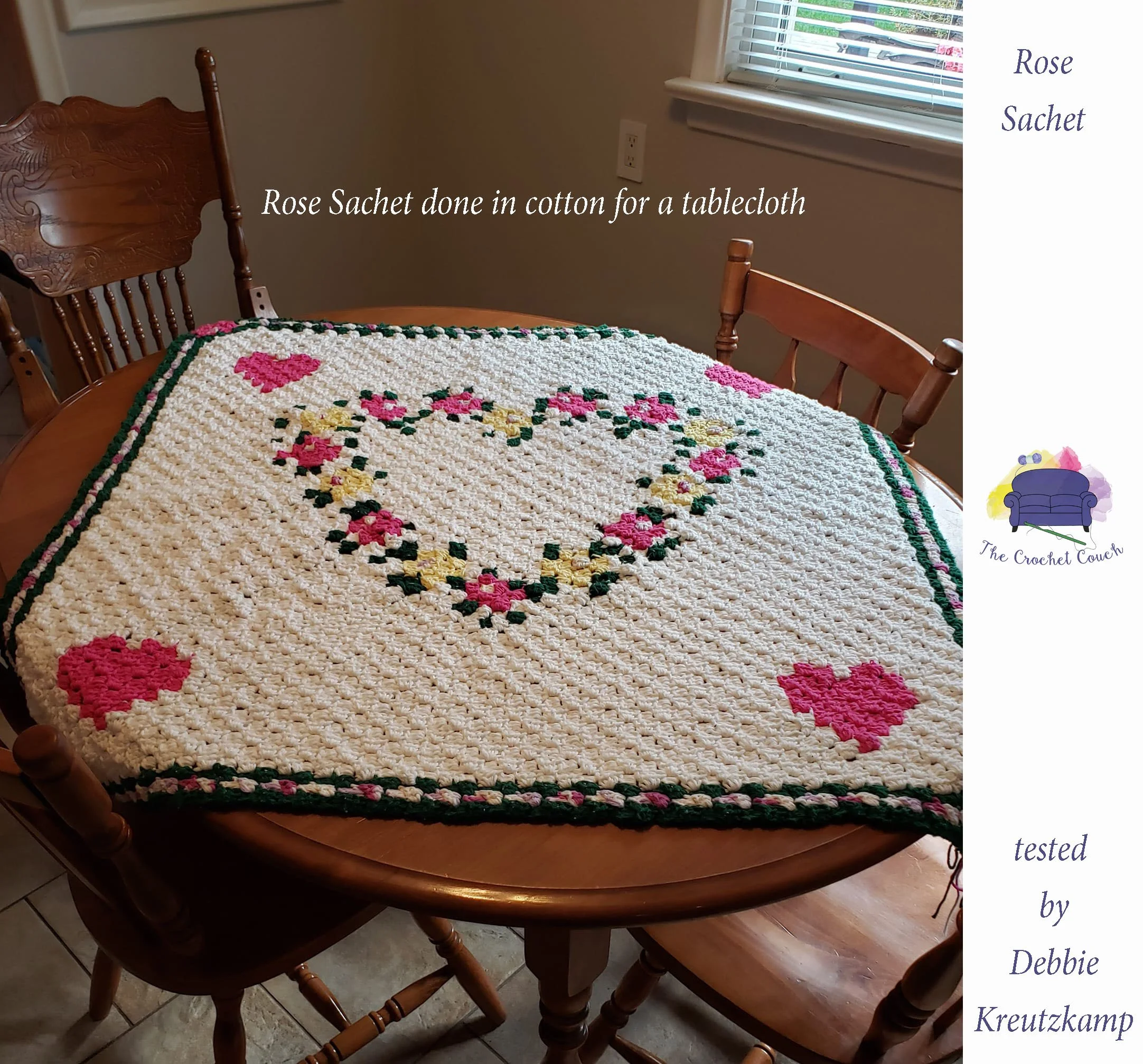 Rose Sachet Lap Throw, C2C Crochet Pattern