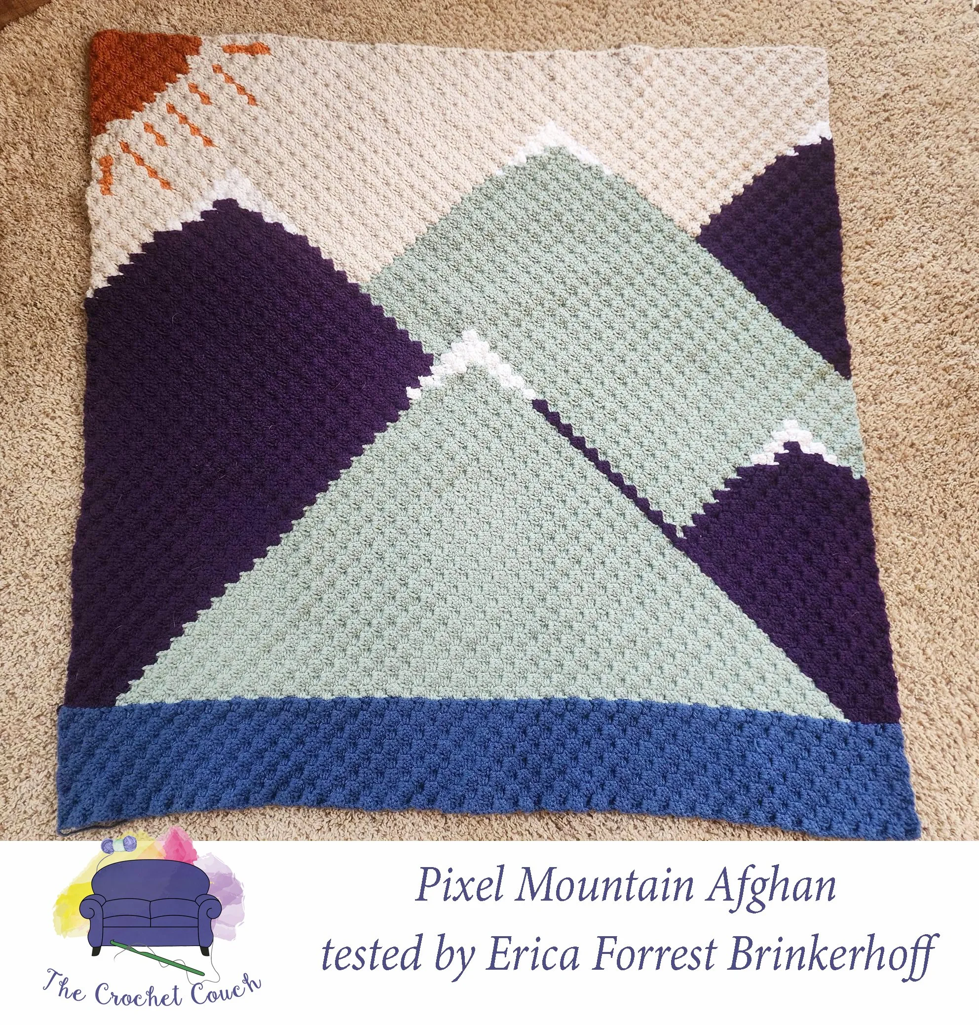 Pixel Mountain Afghan, C2C Crochet Pattern