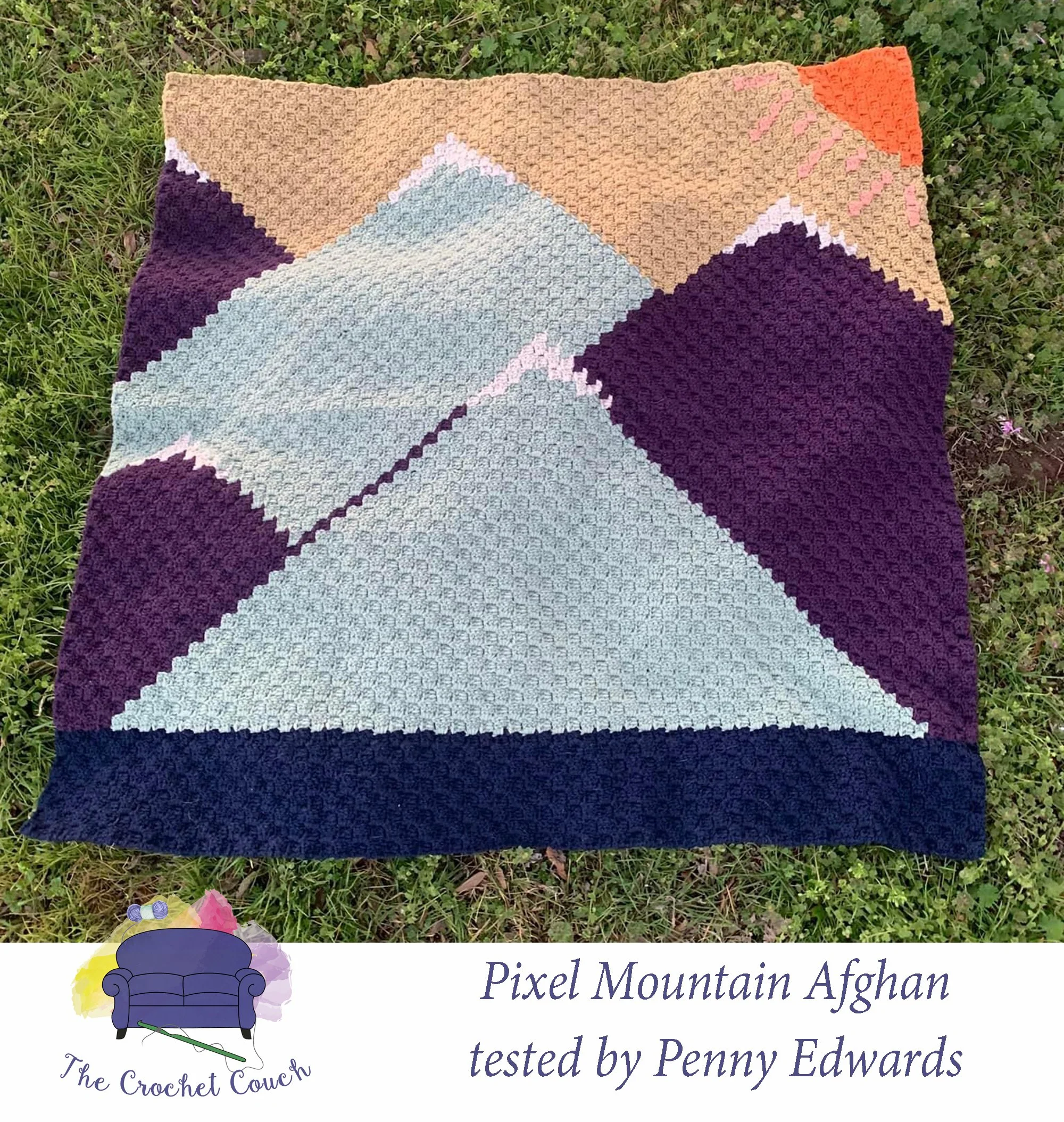 Pixel Mountain Afghan, C2C Crochet Pattern