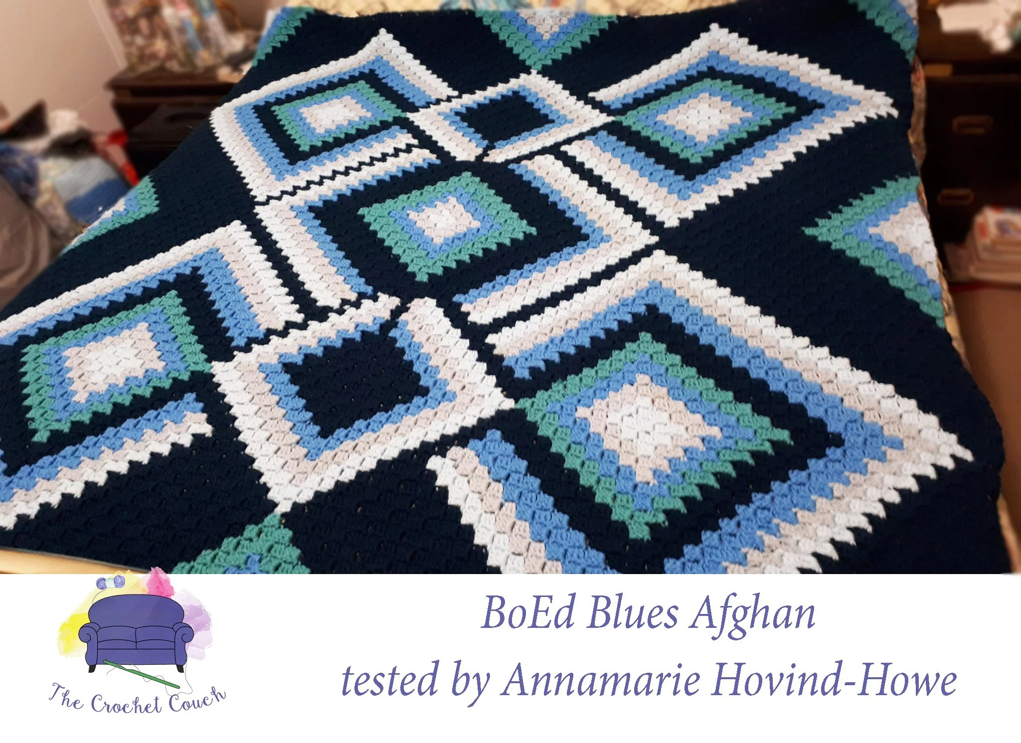BoEd Blues Afghan, C2C Crochet Pattern