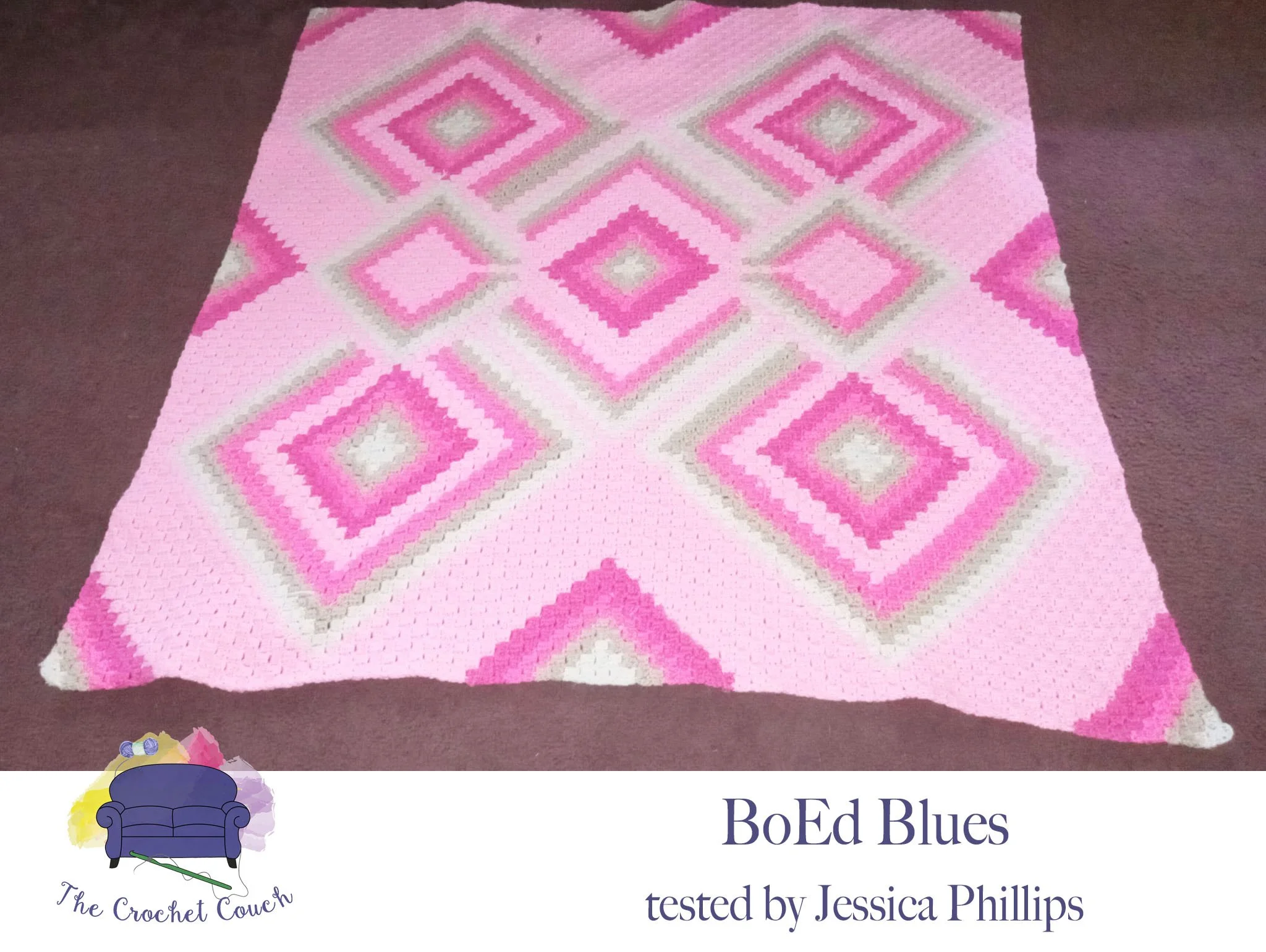 BoEd Blues Afghan, C2C Crochet Pattern