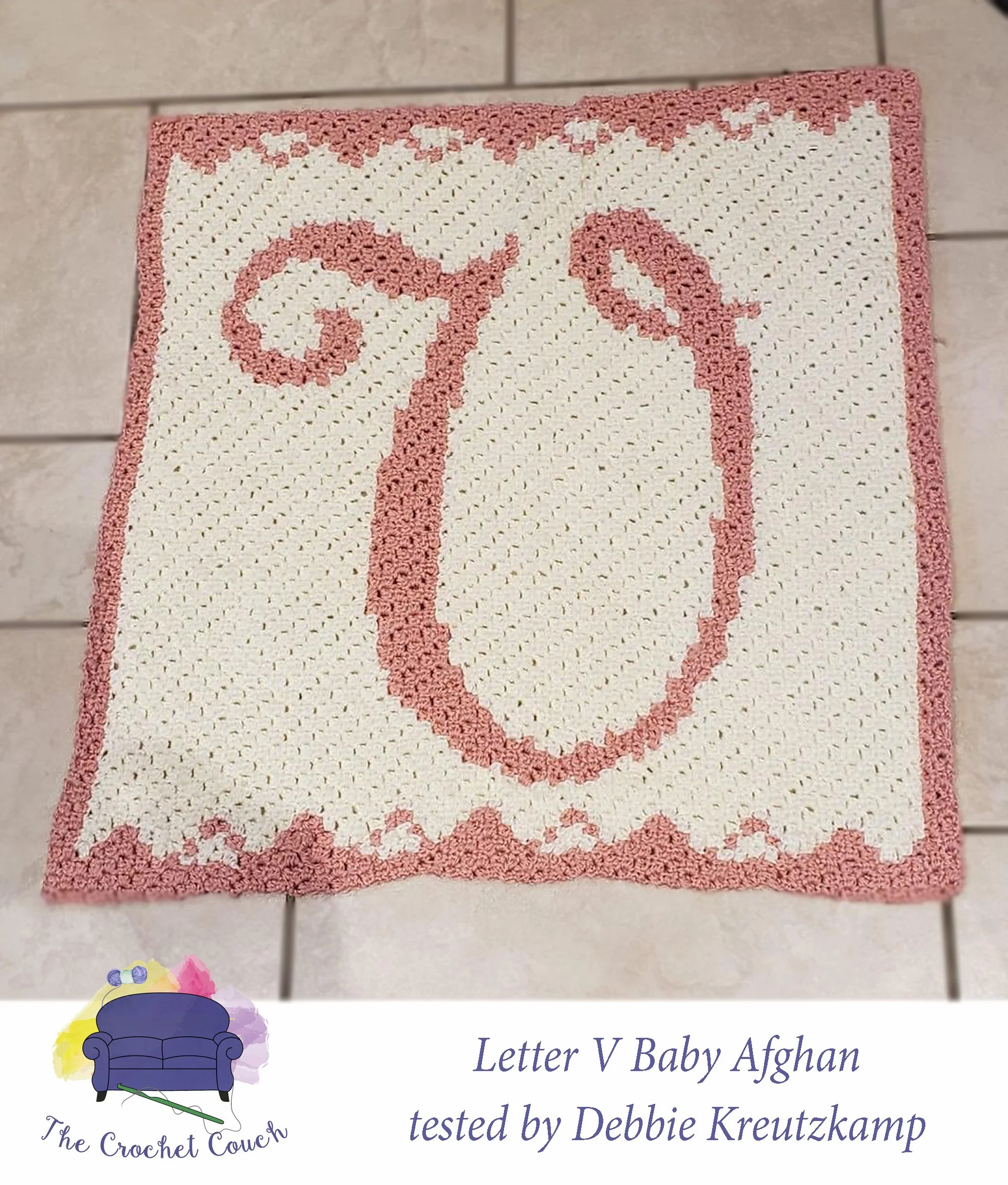 Letter V Baby Afghan, C2C Crochet Pattern