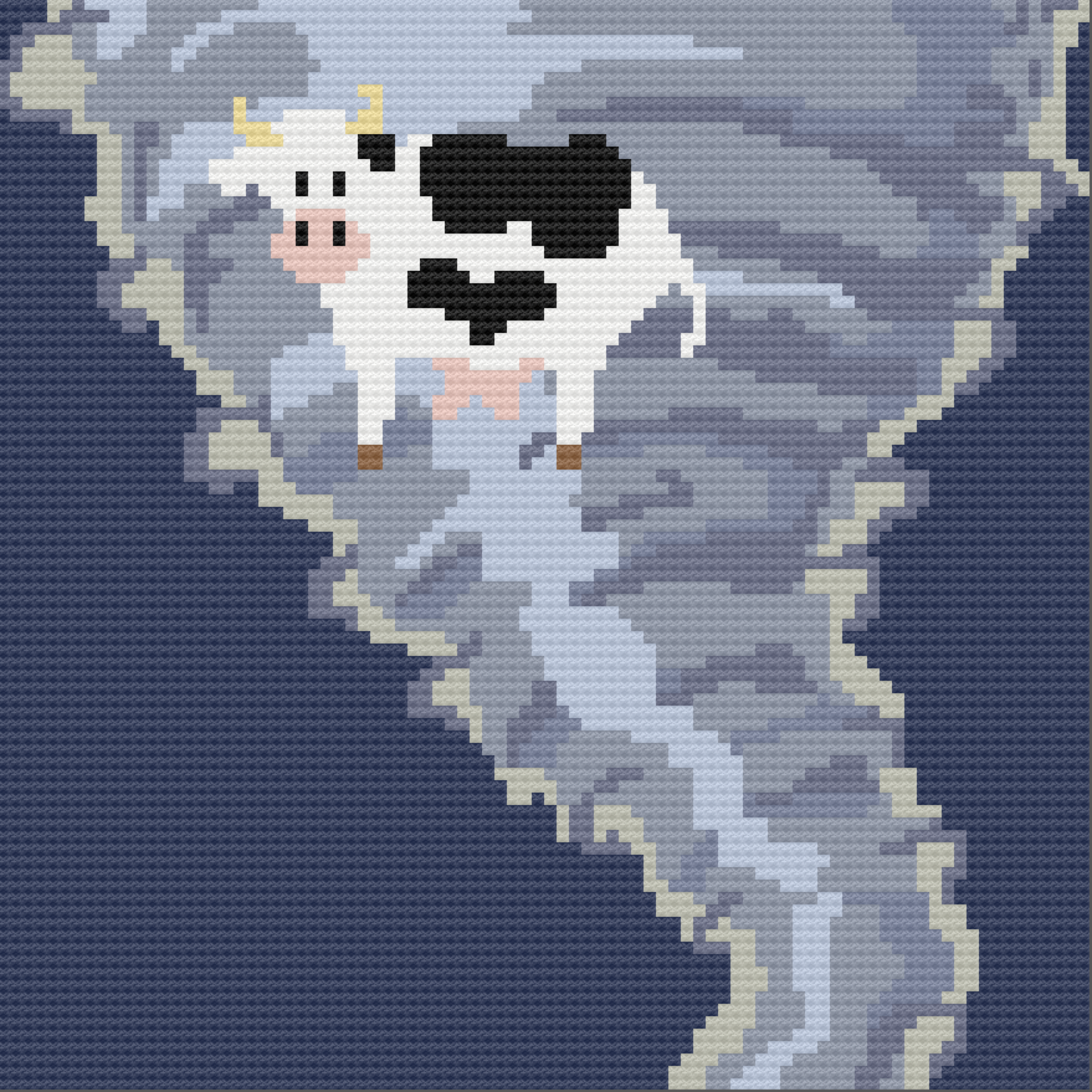 Tornado with Cow Afghan, C2C Crochet Pattern