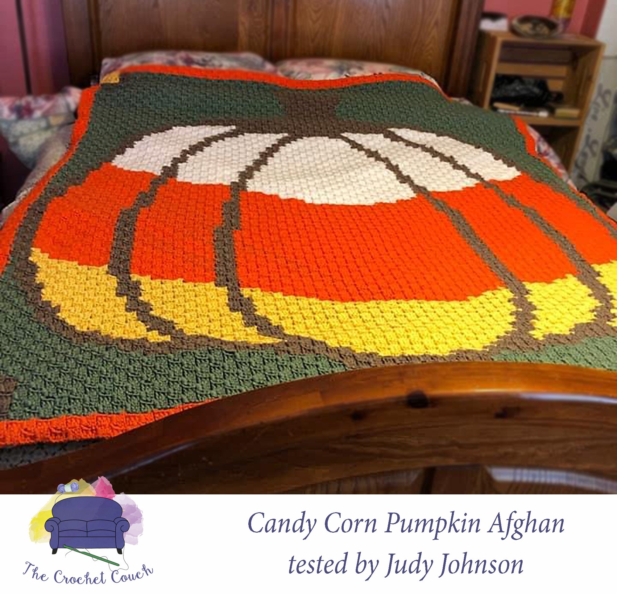 Candy Corn Pumpkin Afghan, C2C Crochet Pattern