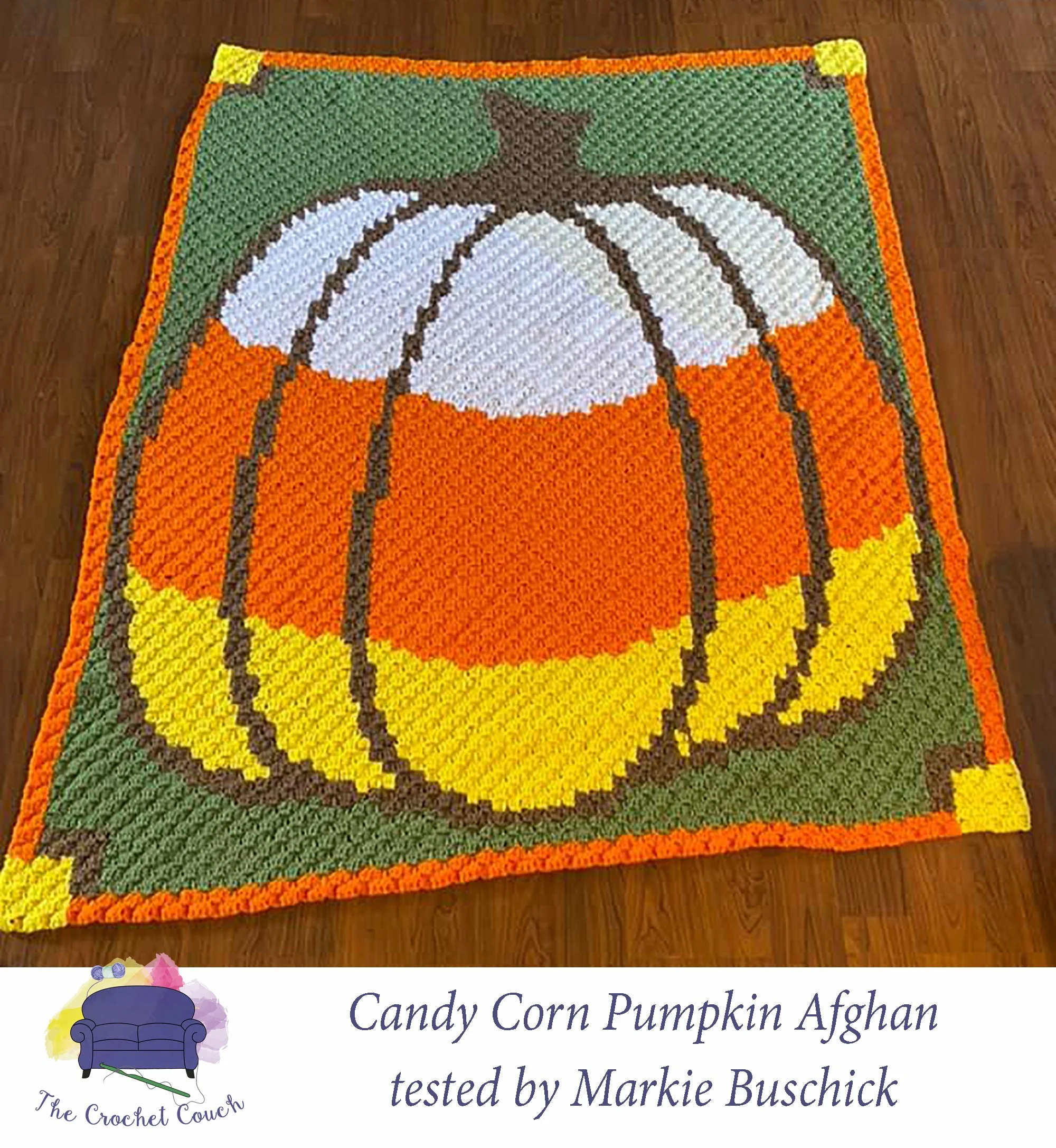 Candy Corn Pumpkin Afghan, C2C Crochet Pattern
