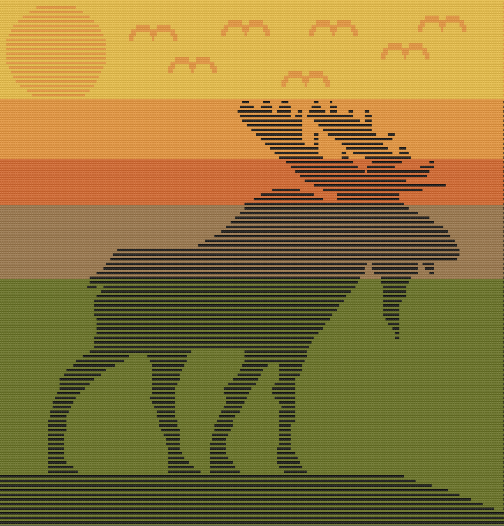 Moose at Sunset Afghan, Overlay Mosaic Crochet Pattern