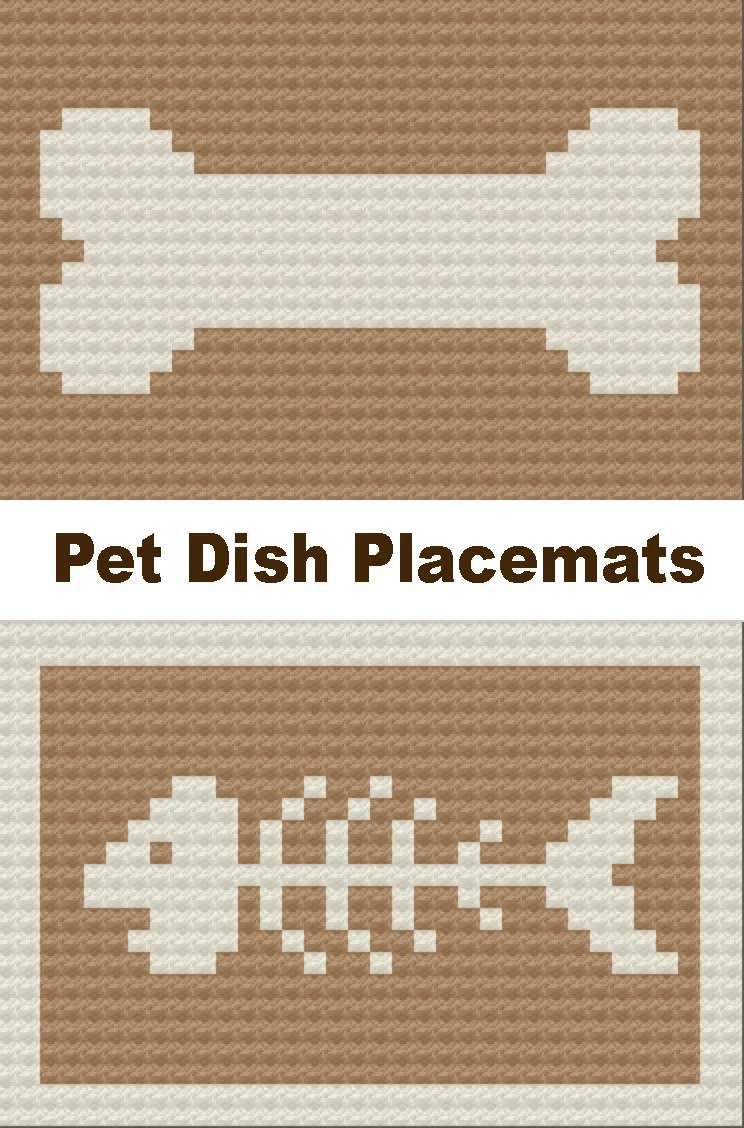 Dog and Cat Dish Placemats, C2C Crochet Patterns (Copy)