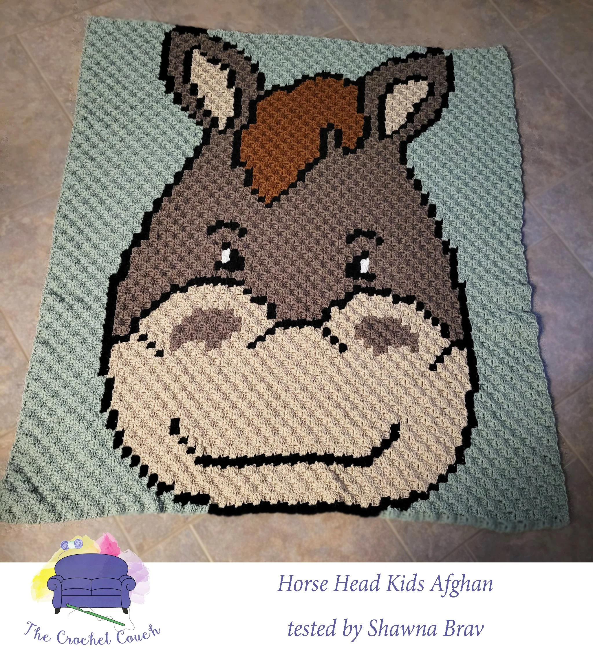 Horse Kids Afghan C2C Crochet Pattern