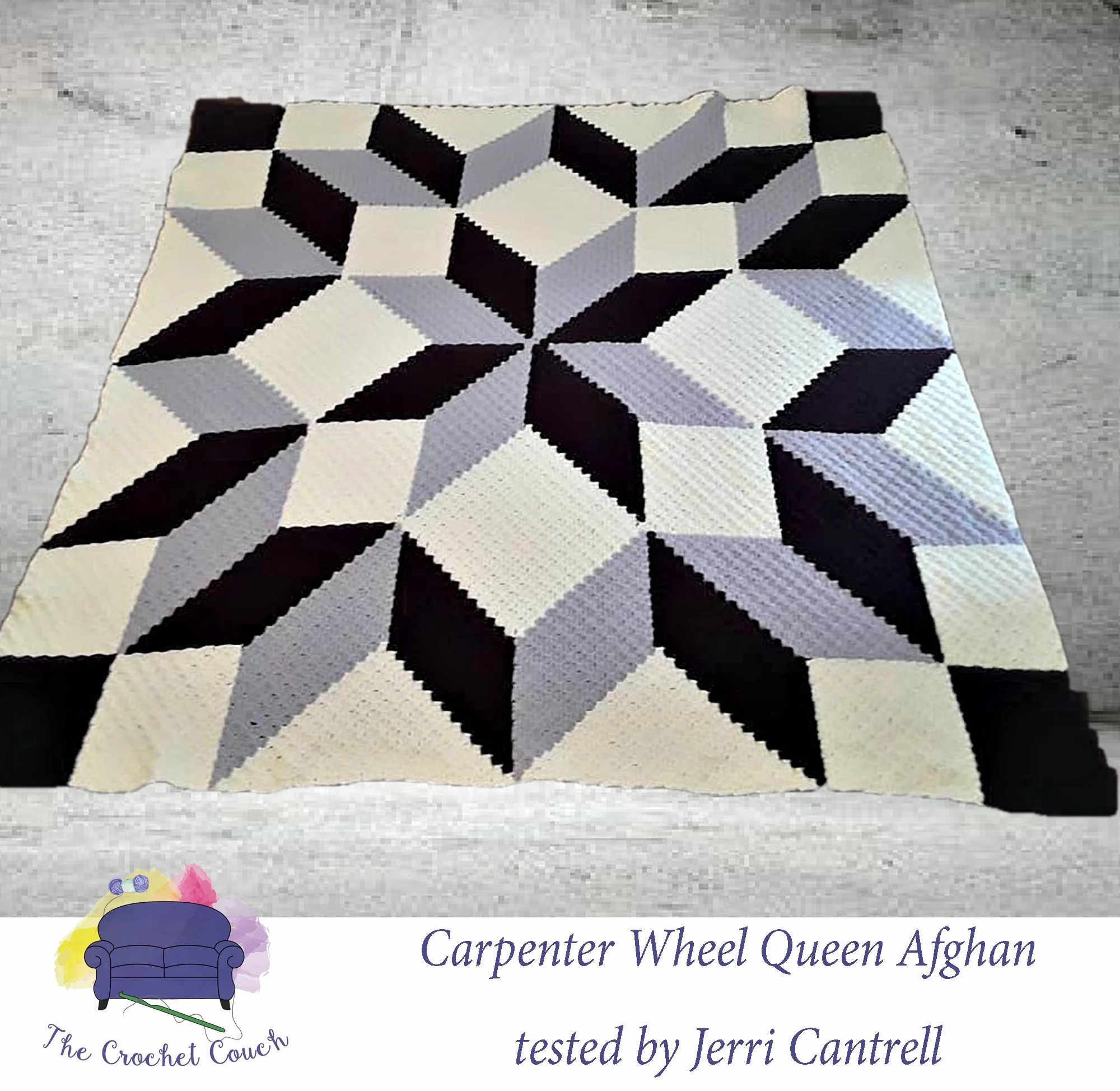 Carpenter Wheel, Queen Size, Afghan, C2C Crochet Pattern