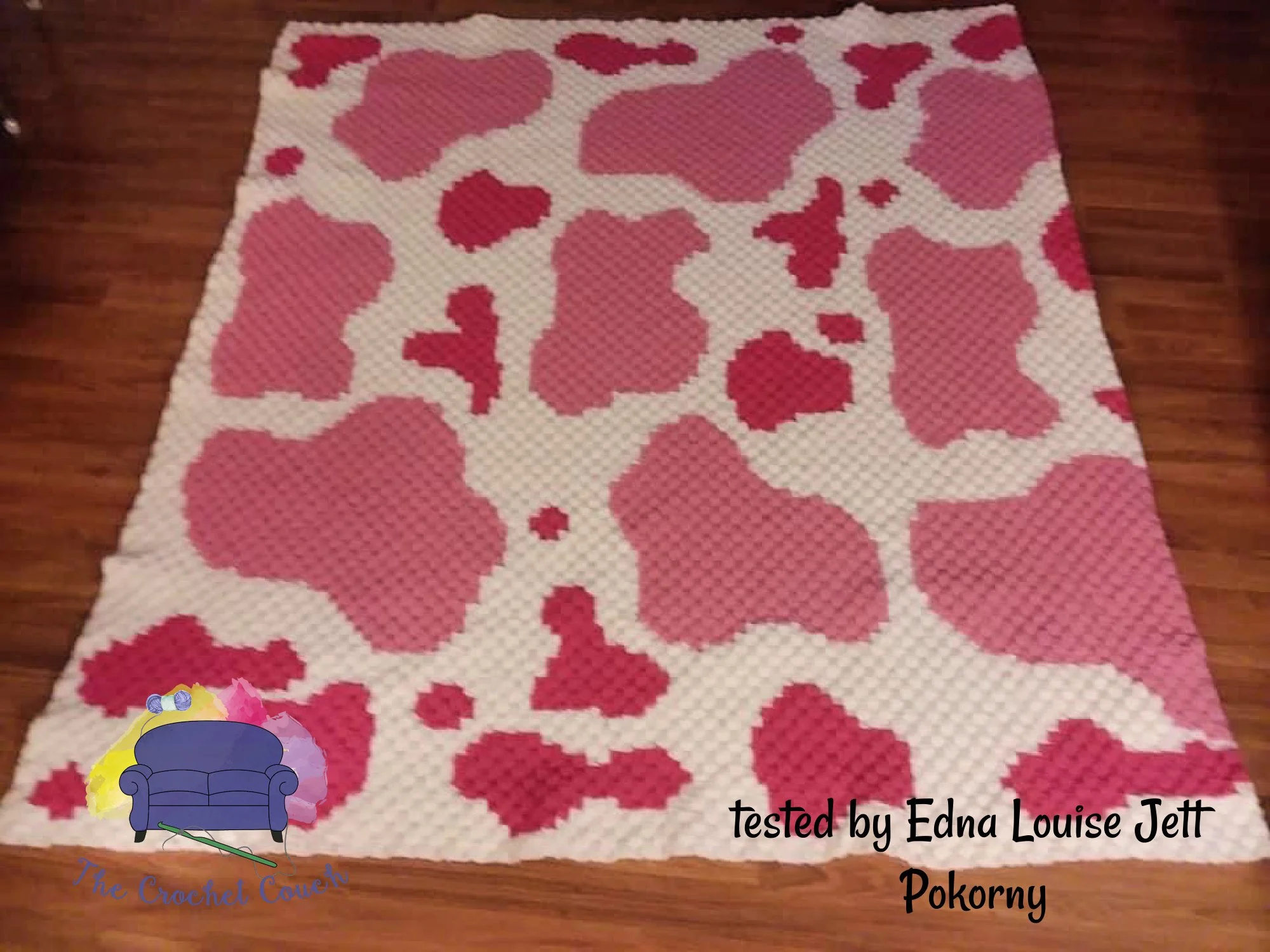 Cow Print Afghan, Larger Size, 3 colors C2C Crochet Pattern