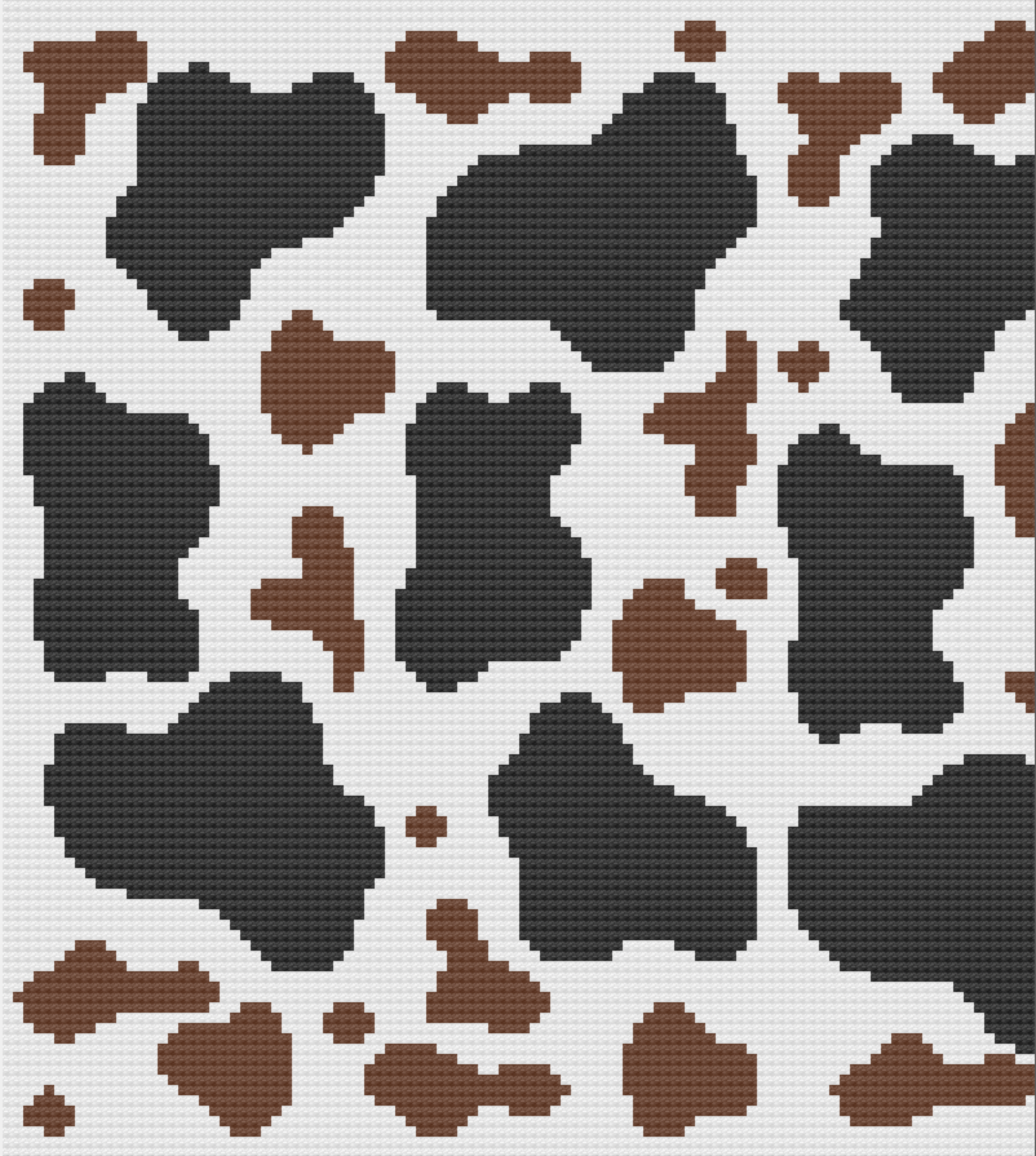 Cow Print Afghan, Larger Size, 3 colors C2C Crochet Pattern