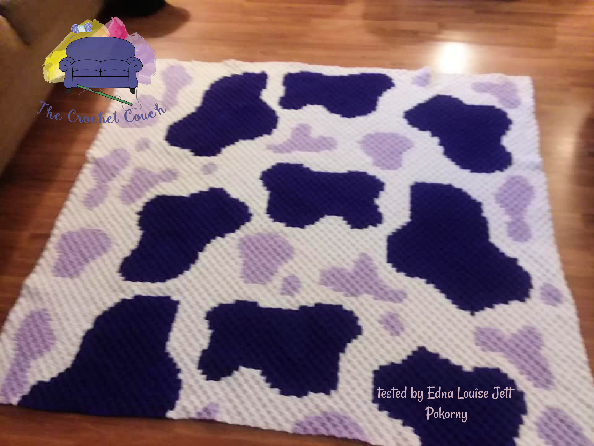 Cow Print Afghan, Larger Size, 3 colors C2C Crochet Pattern