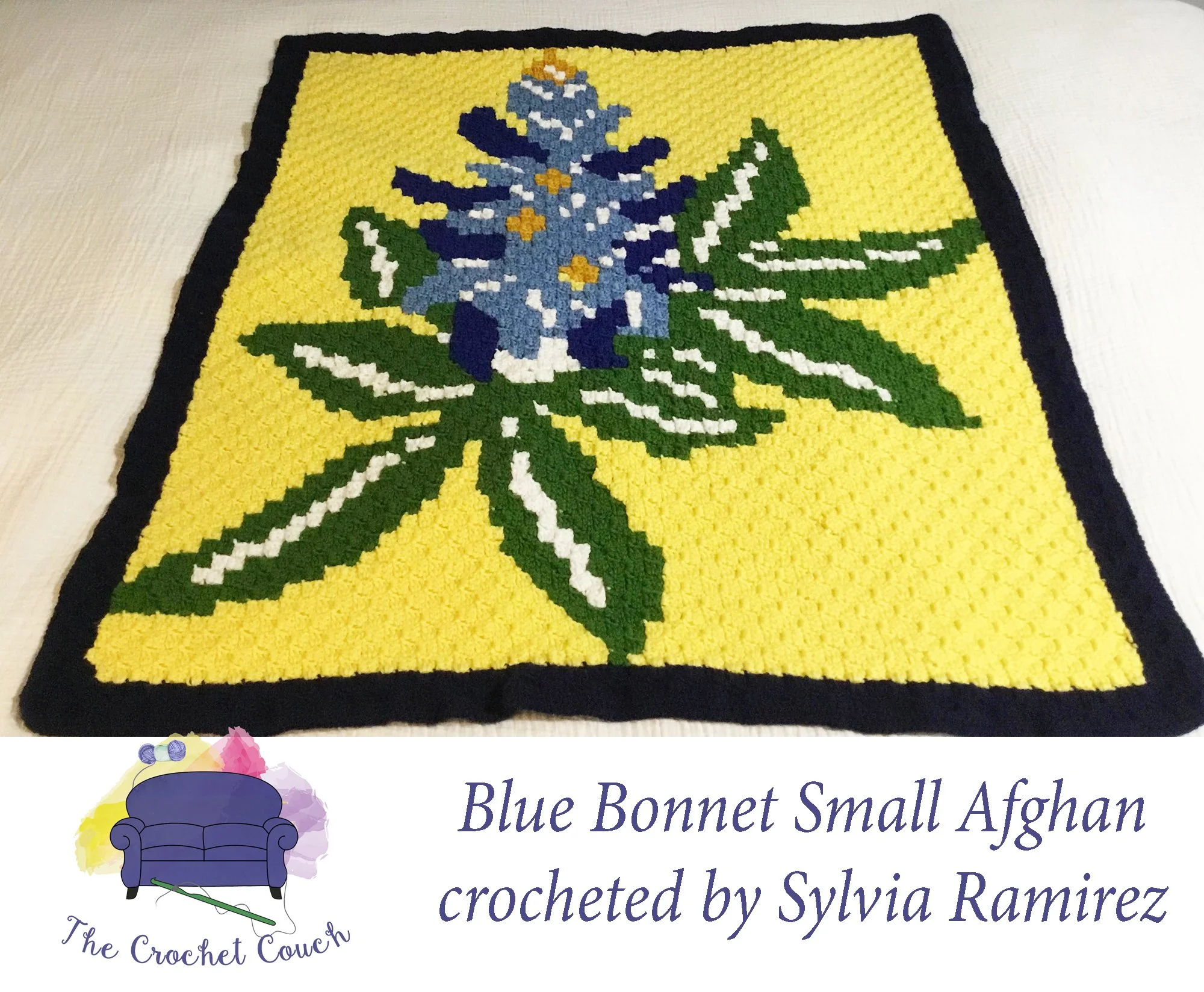 Bluebonnet Small Afghan, C2C Crochet Pattern