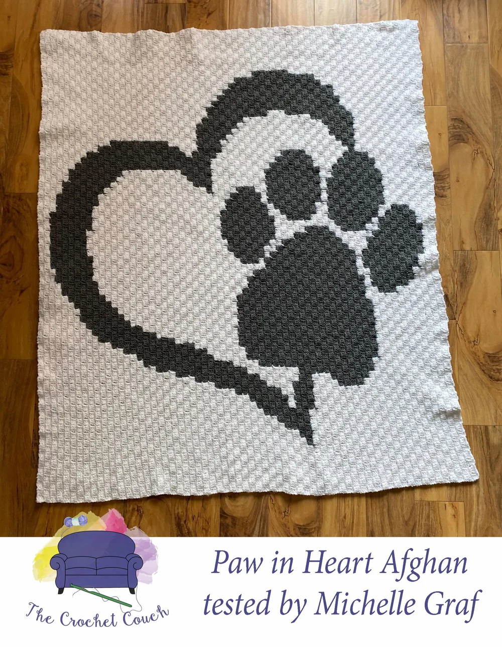Paw in Heart Afghan, C2C Crochet Pattern living-the-craft-life-zebra-print-c2c-blanket-free-graph