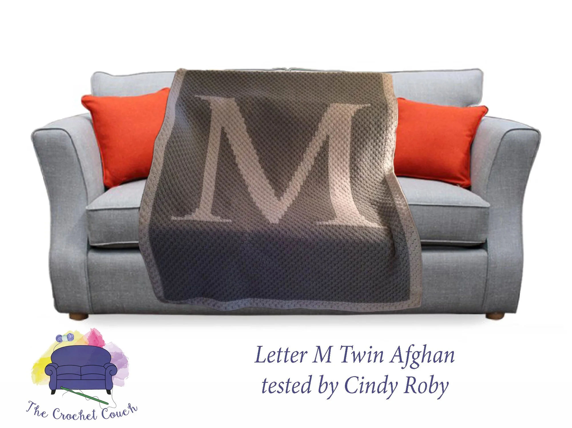 Letter M Afghan, Twin Size, C2C Crochet Pattern