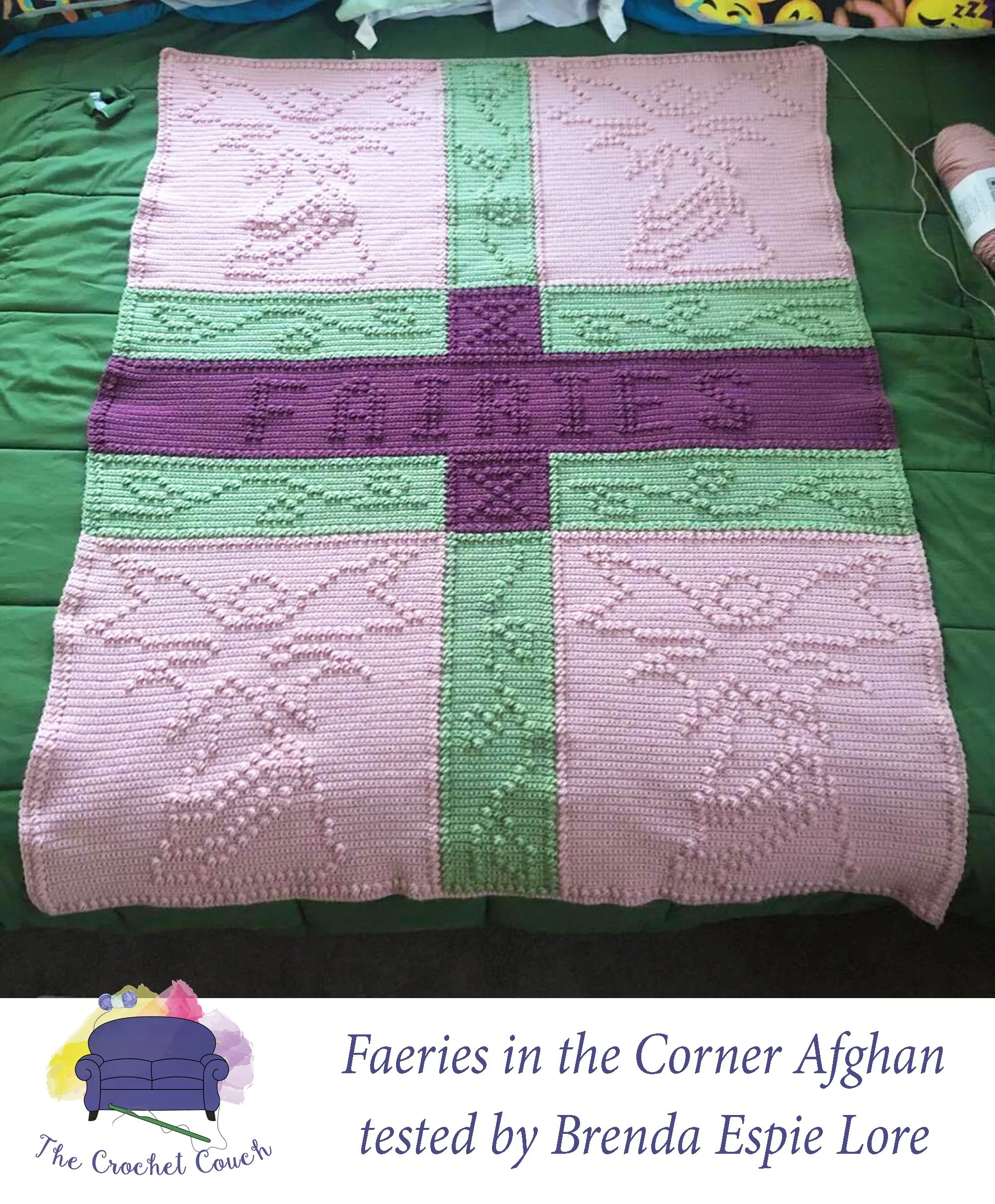 Fairies in the Corner Afghan, Bobble Stitch Crochet Pattern