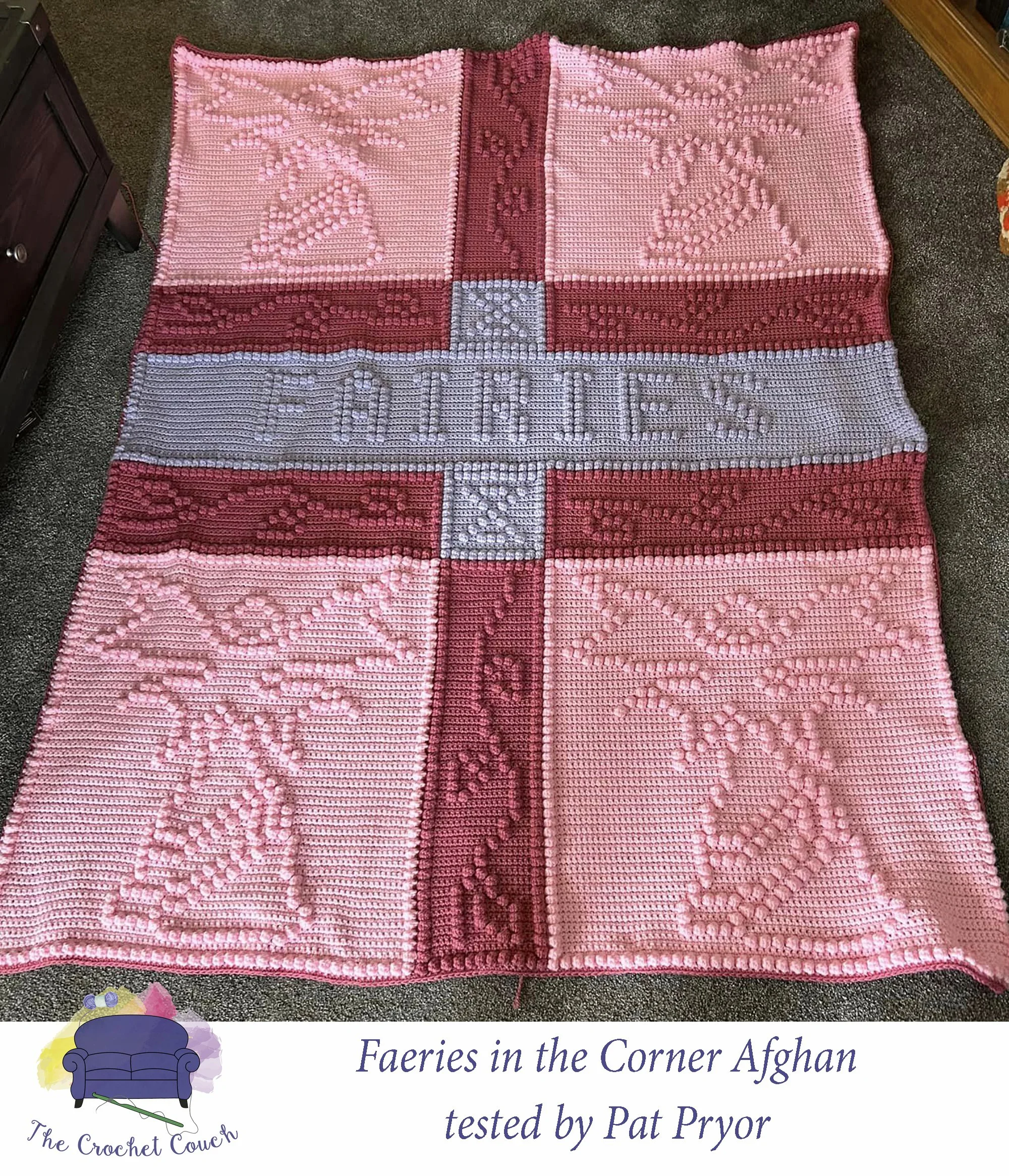 Fairies in the Corner Afghan, Bobble Stitch Crochet Pattern