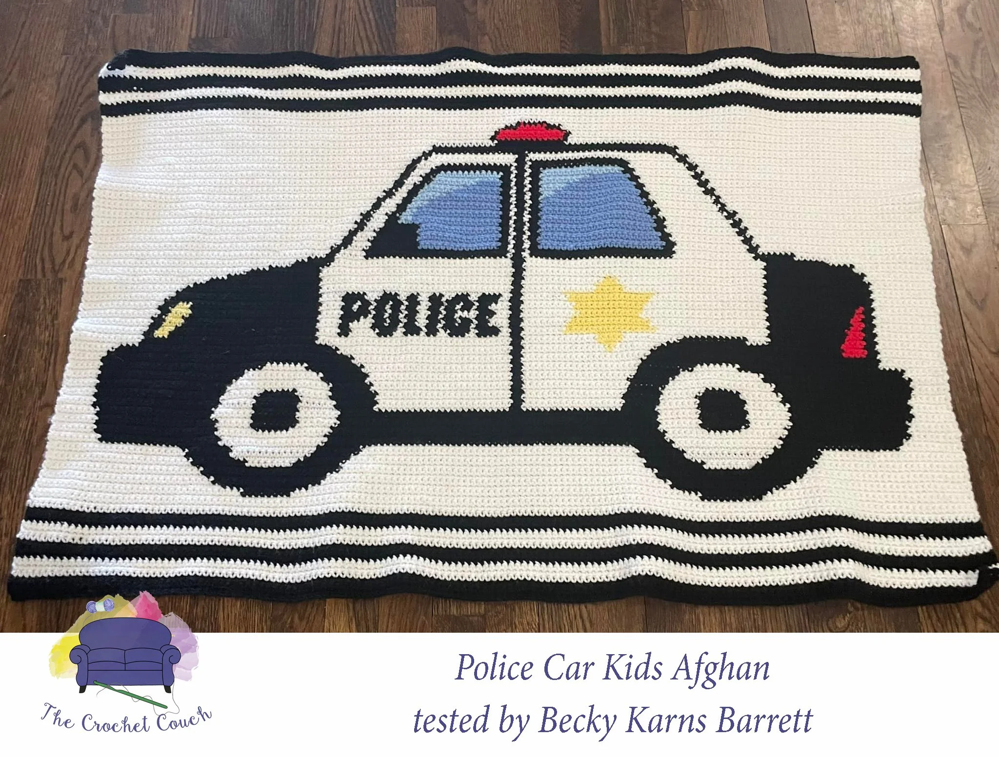 Police Car Kids Afghan, SC or TSS Crochet Pattern