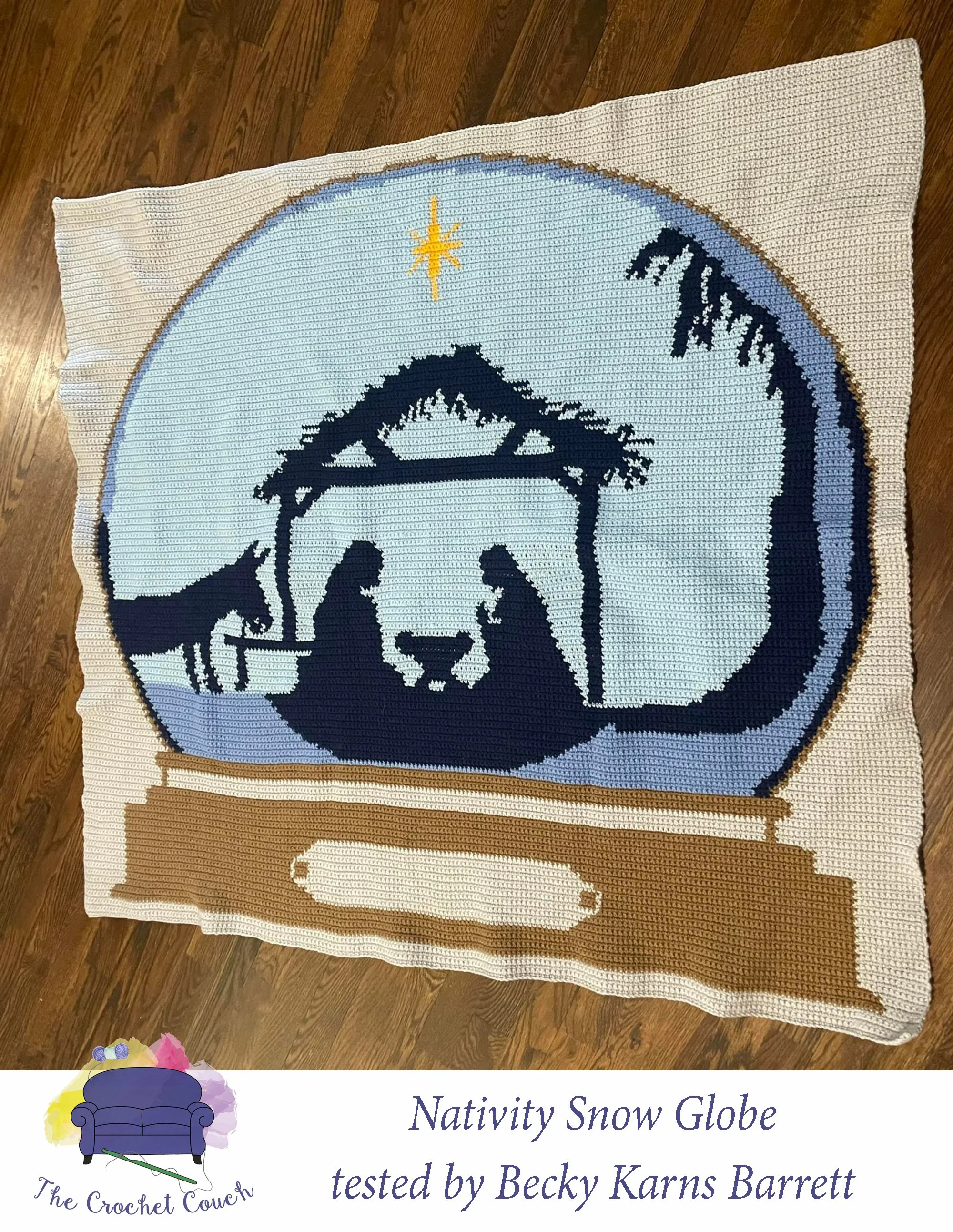 Nativity Snow Globe Afghan, SC or TSS Crochet Pattern