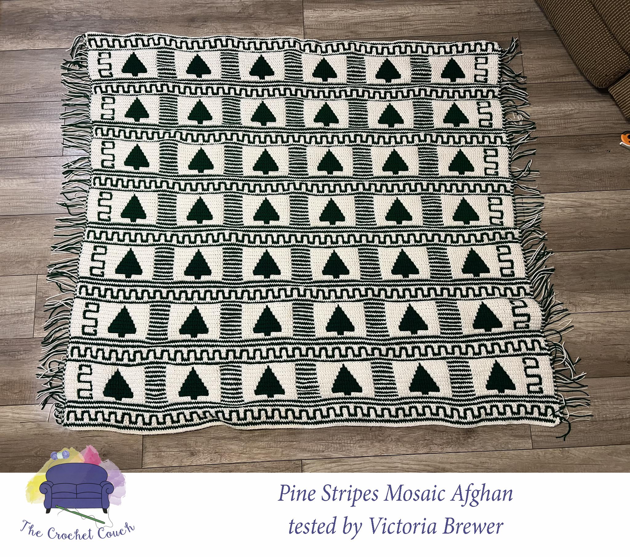 Pine Stripes Afghan, Overlay Mosaic Crochet Pattern
