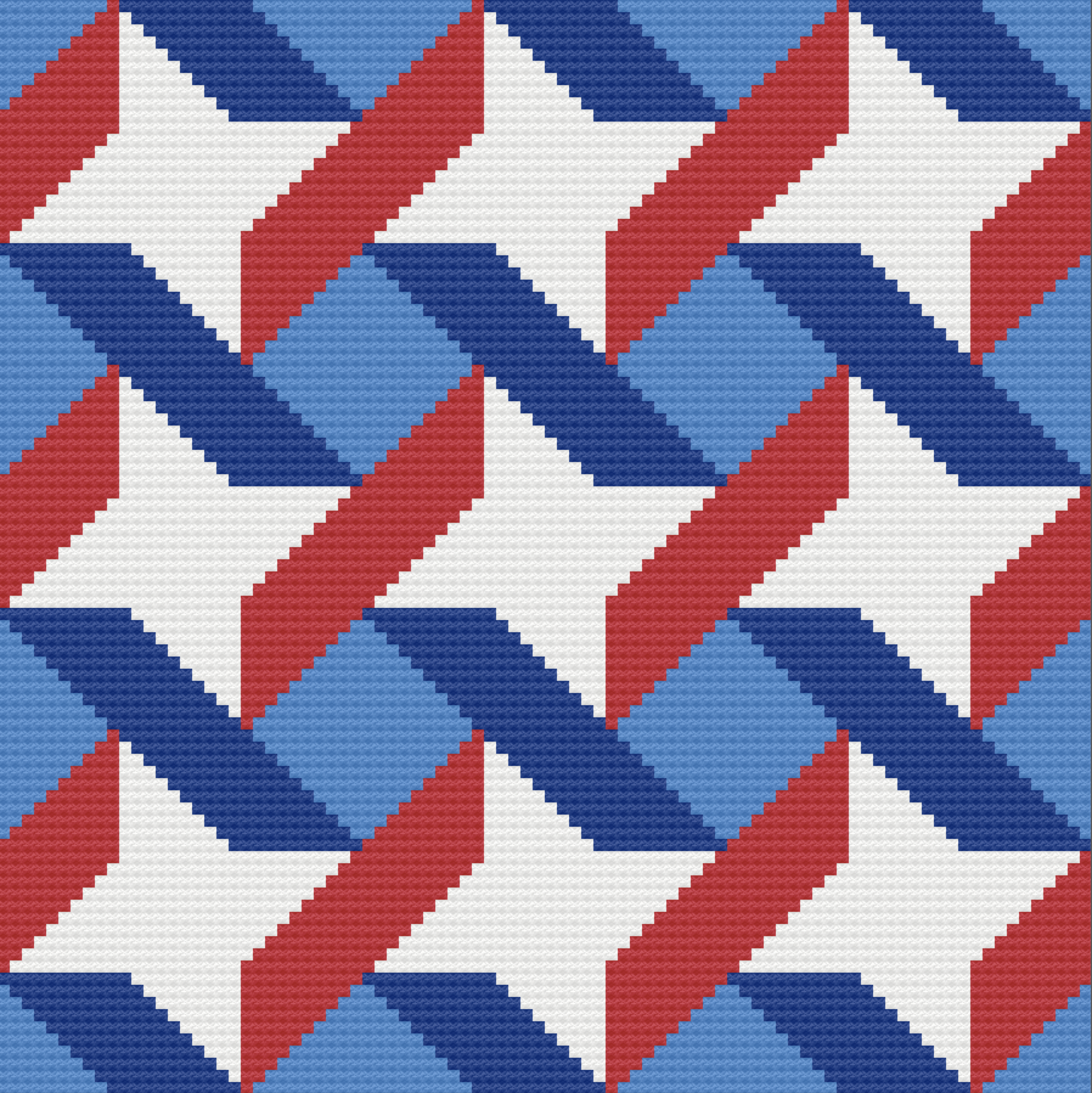 Patriotic Quilt Afghan, C2C Crochet Pattern