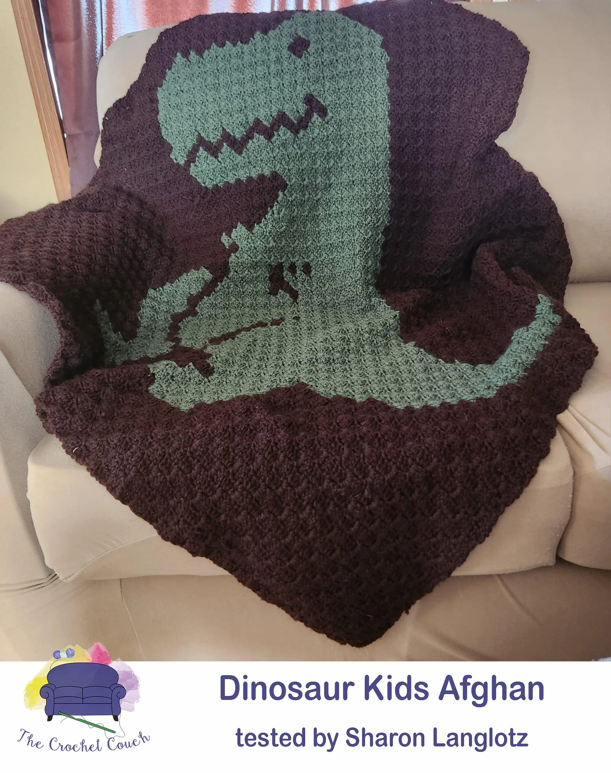 Dinosaur Kids Afghan, C2C Crochet Pattern