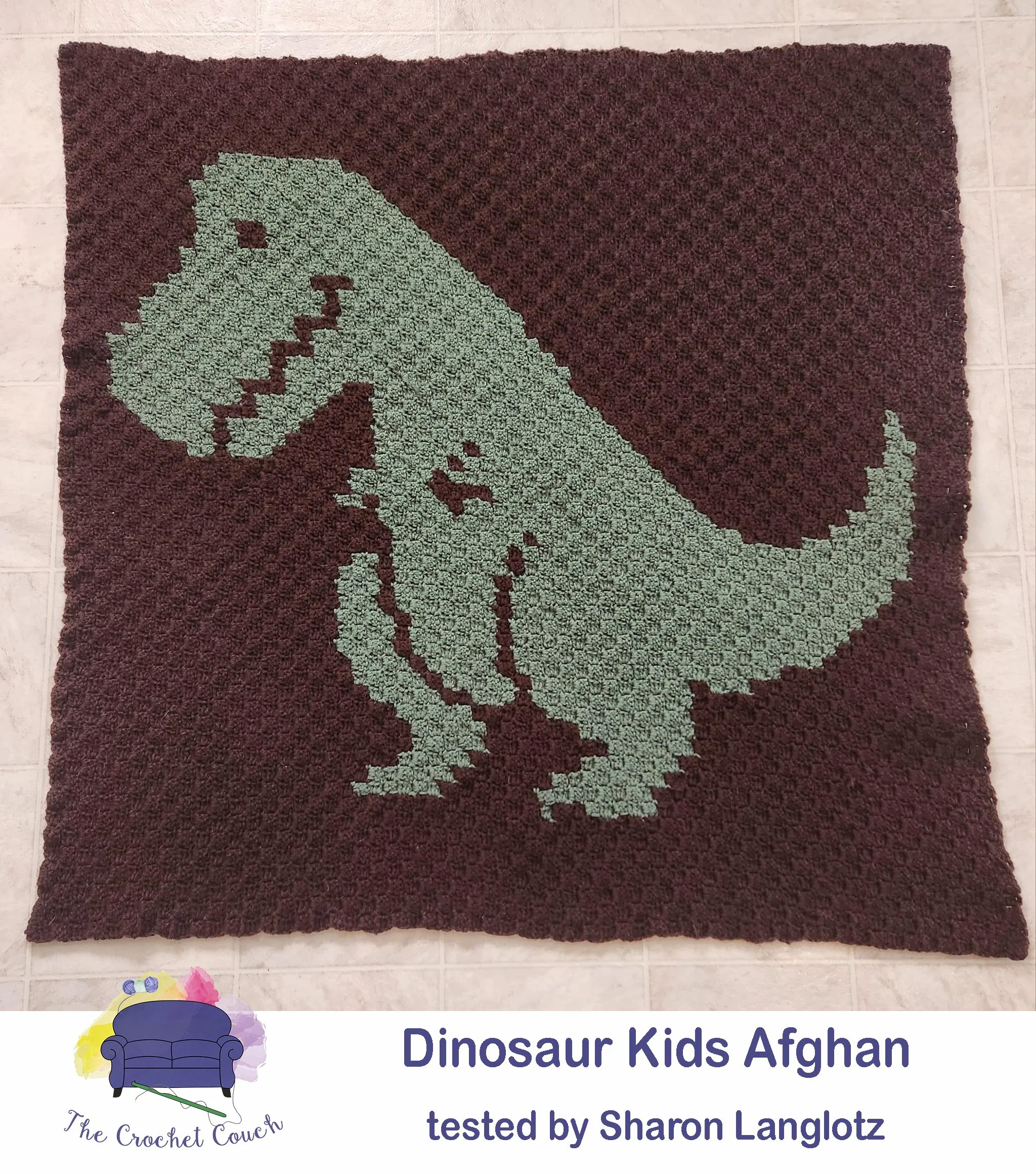Dinosaur Kids Afghan, C2C Crochet Pattern
